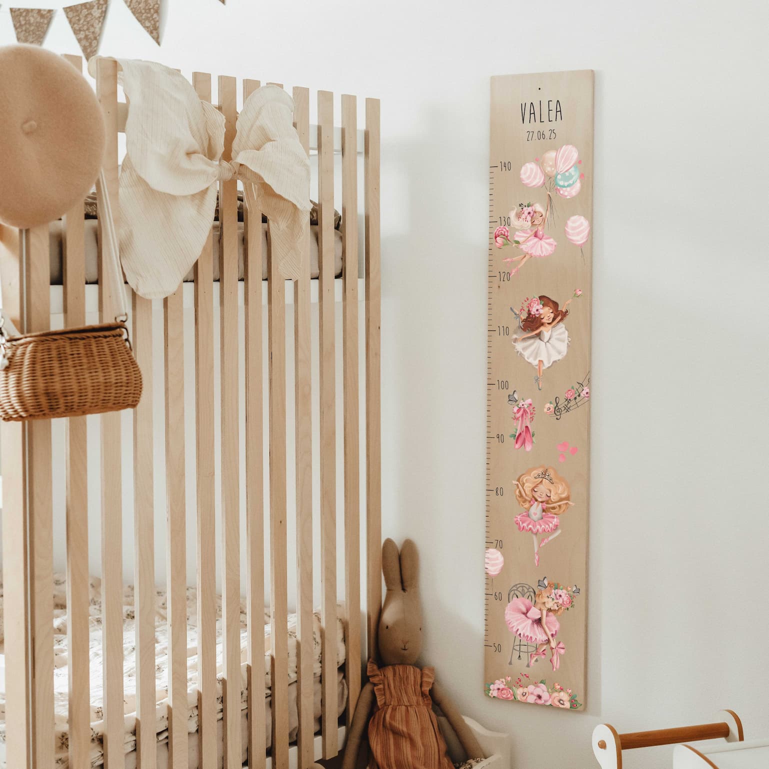 Kindermesslatte Holz personalisiert - Ballerina - lyllevenn