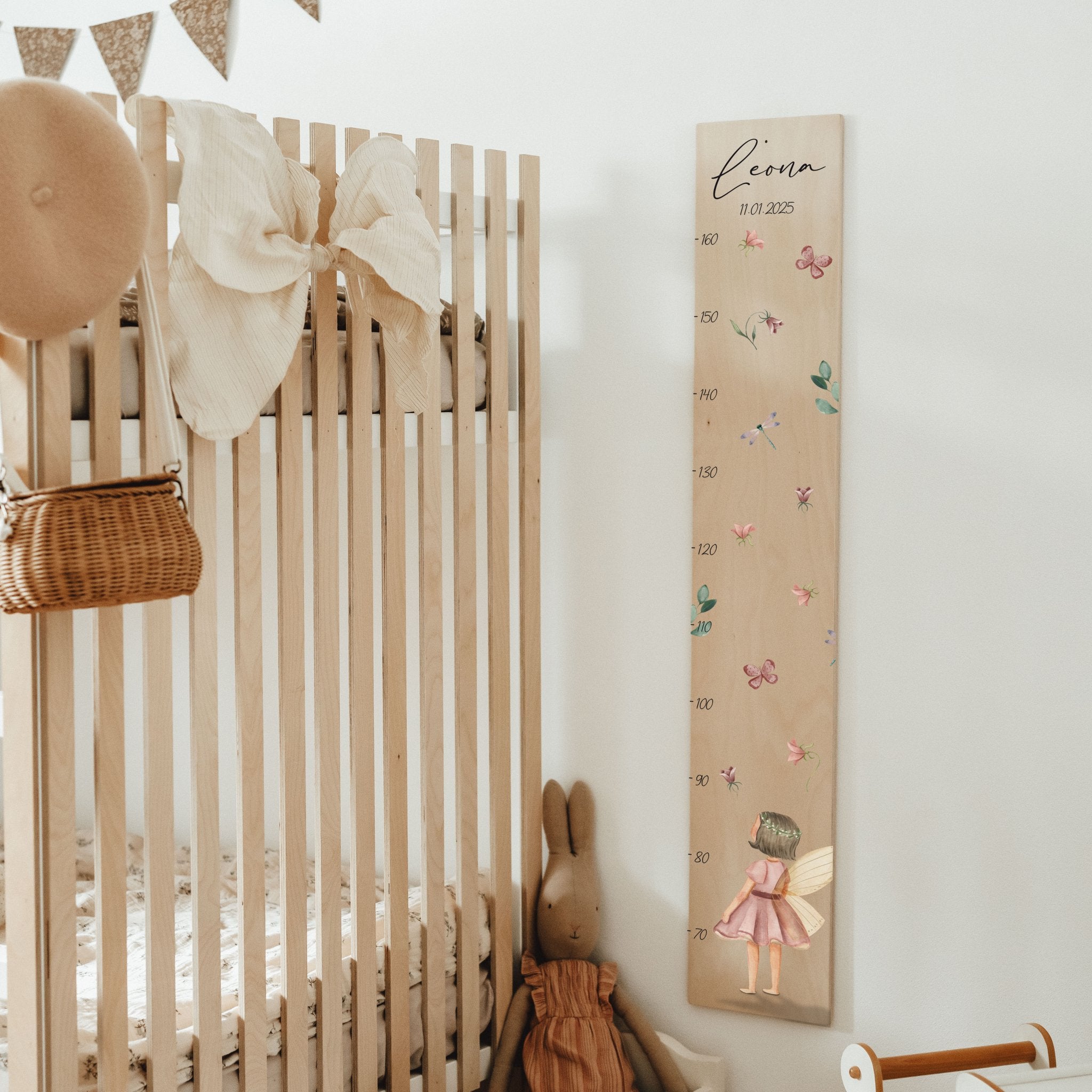 Kindermesslatte Holz personalisiert - Feenzauber - lyllevenn