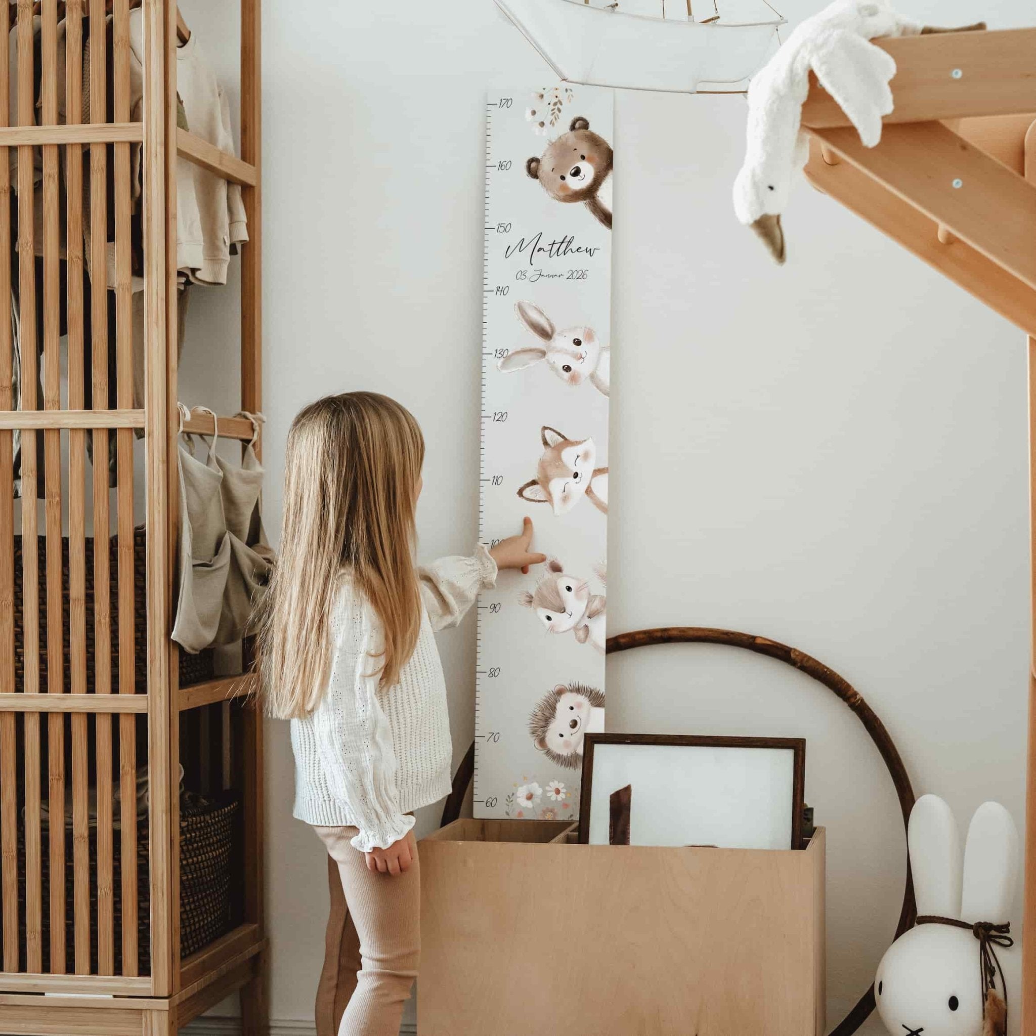 Kindermesslatte Holz personalisiert - hello woodland - lyllevenn