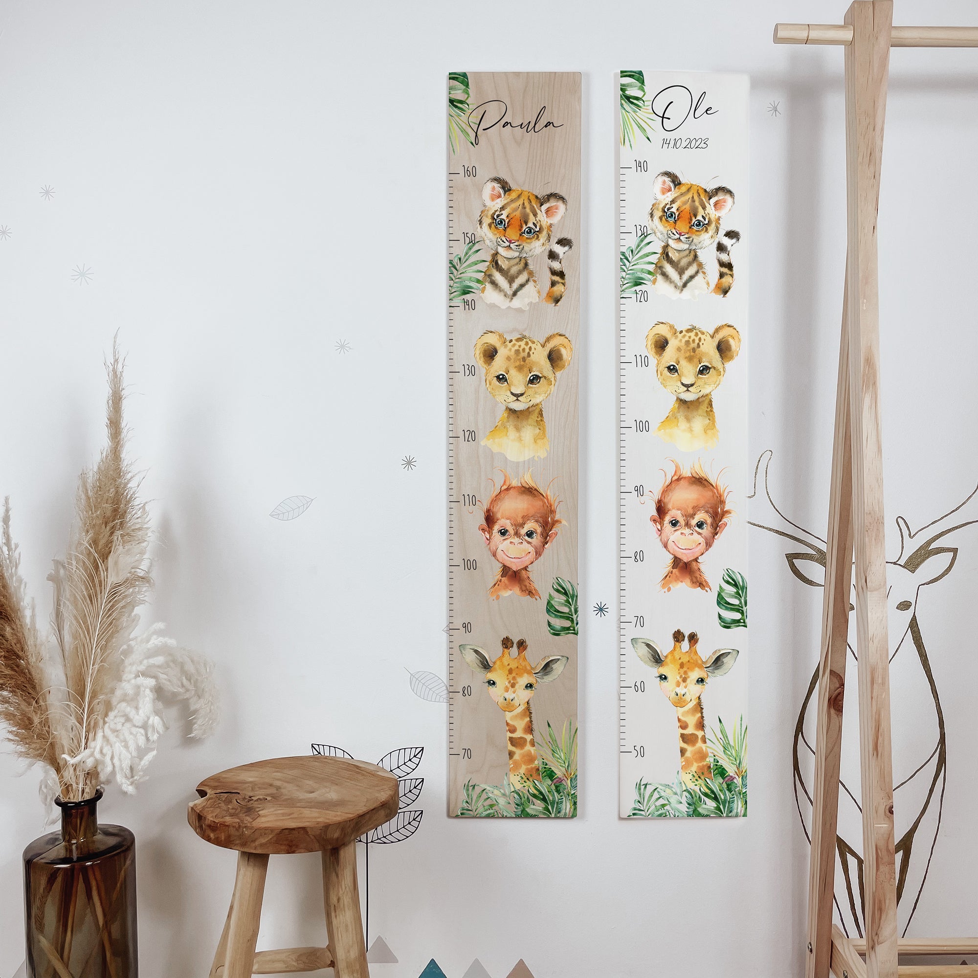 Kindermesslatte Holz personalisiert - Jungle Adventure - lyllevenn