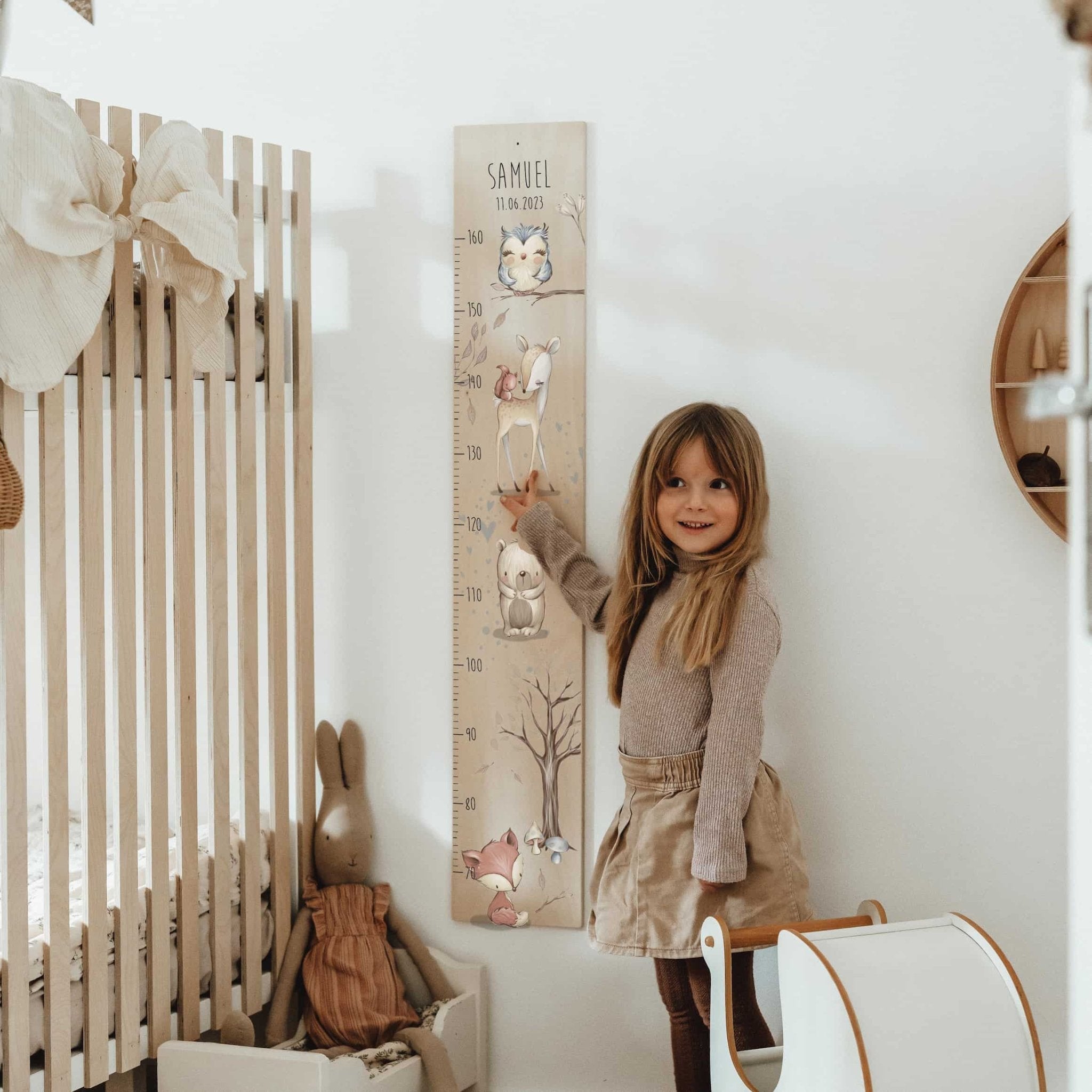 Kindermesslatte Holz personalisiert - Nordic Woodland - lyllevenn