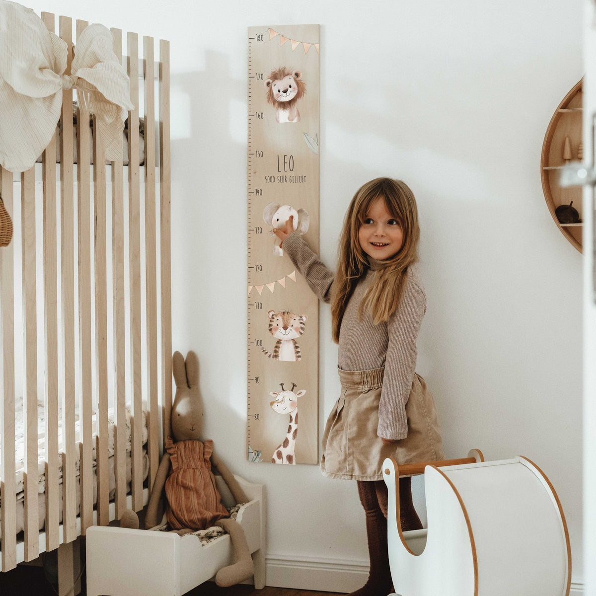 Kindermesslatte Holz personalisiert - Safari - lyllevenn