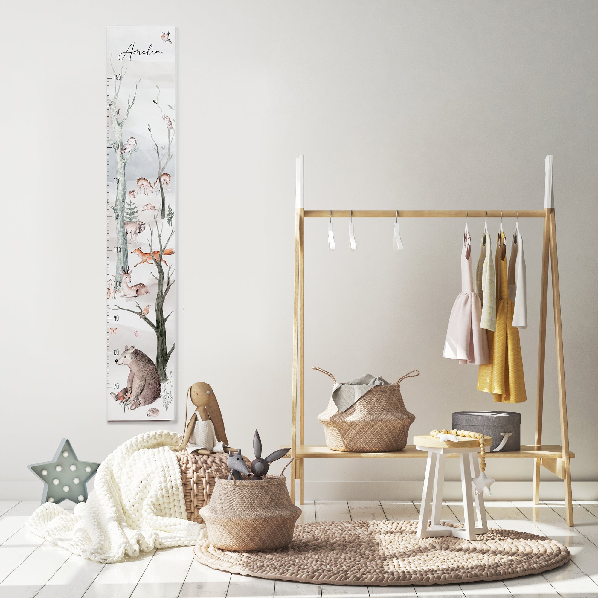 Kindermesslatte Holz personalisiert - Scandinavian Forest - lyllevenn