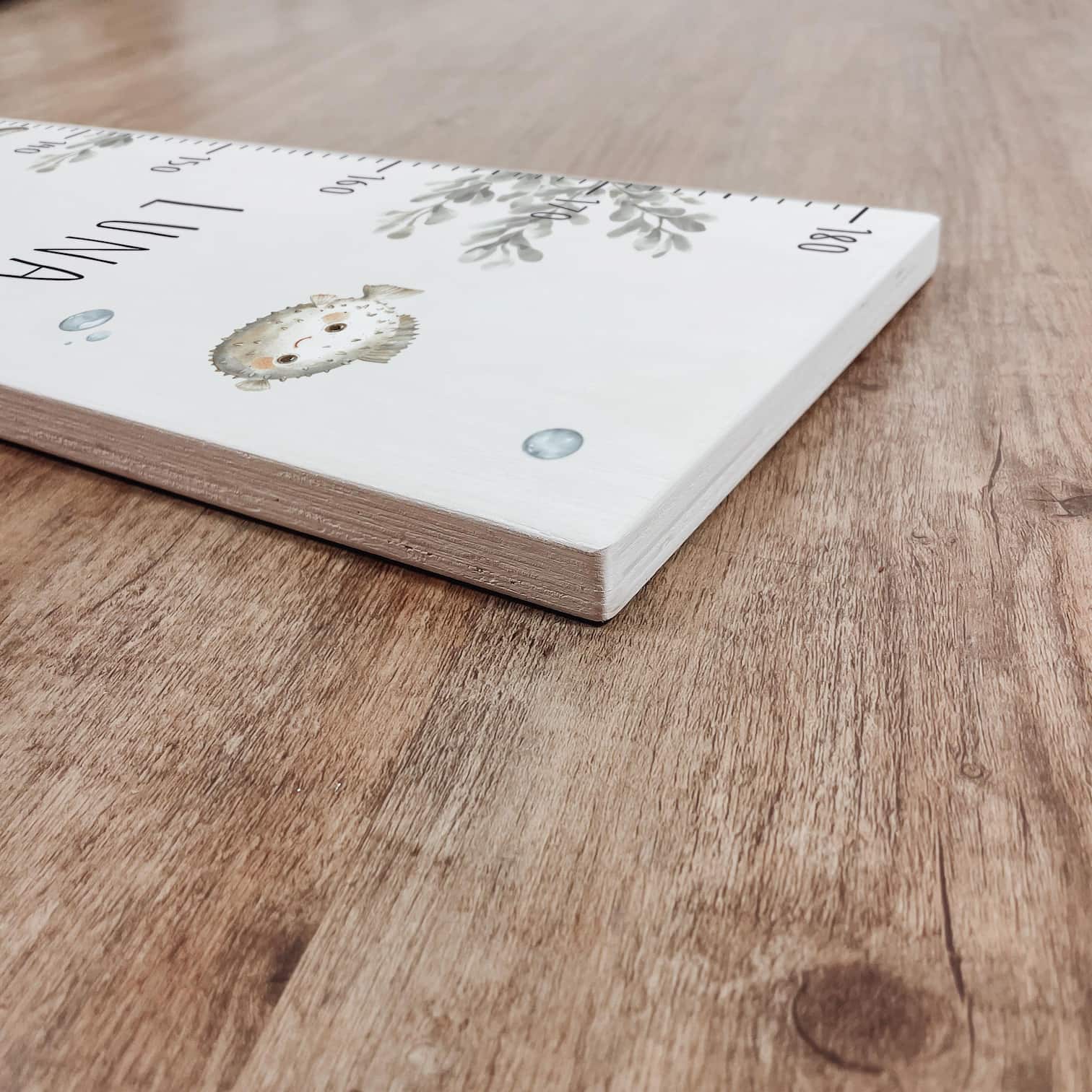 Kindermesslatte Holz personalisiert - Unterwasserwelt - lyllevenn