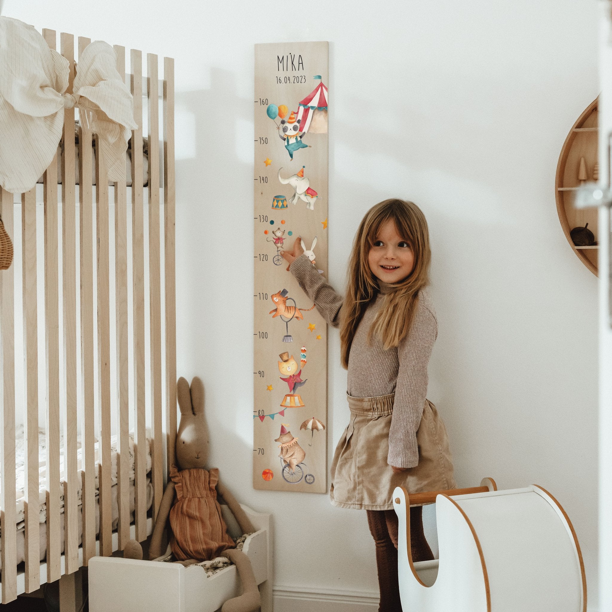 Kindermesslatte Holz personalisiert - Zirkus - lyllevenn