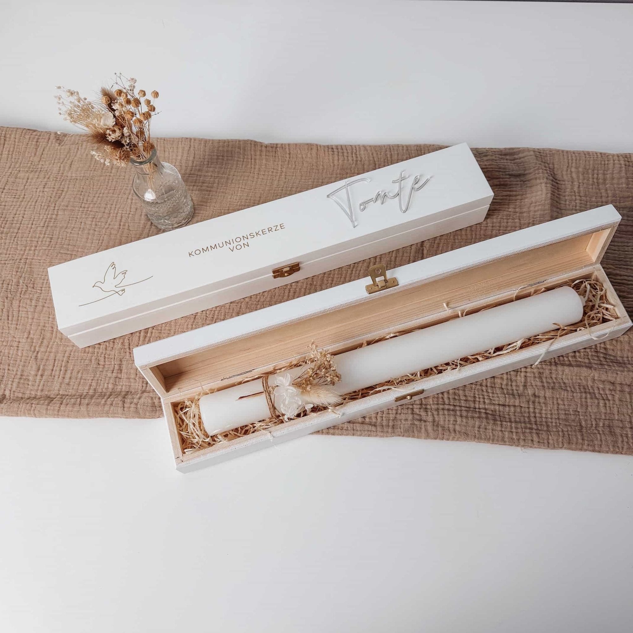 Kommunionskerzenbox groß - mit 3D Schriftzug - lyllevenn