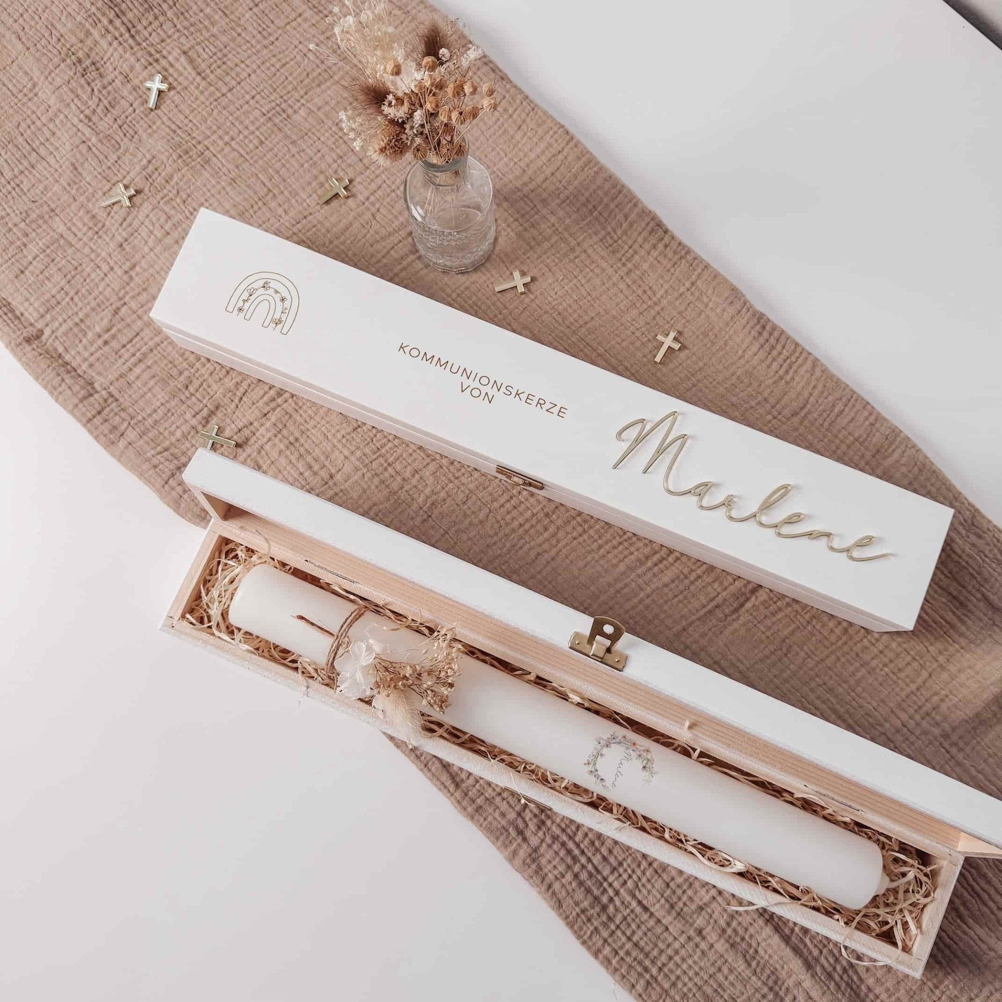 Kommunionskerzenbox groß - mit 3D Schriftzug - lyllevenn