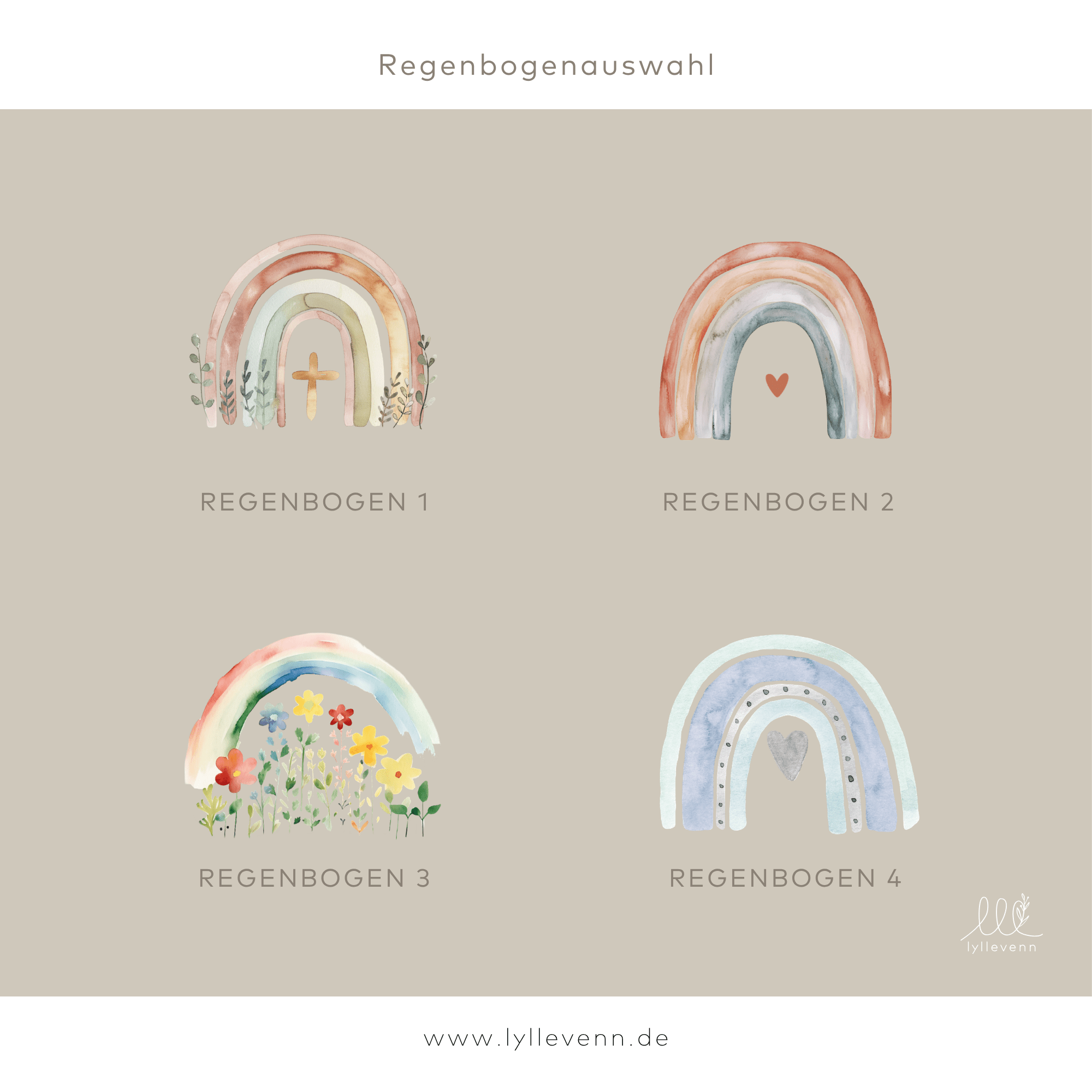 Kommunionskerzenbox groß - Regenbogen Druck & 3D Name - lyllevenn