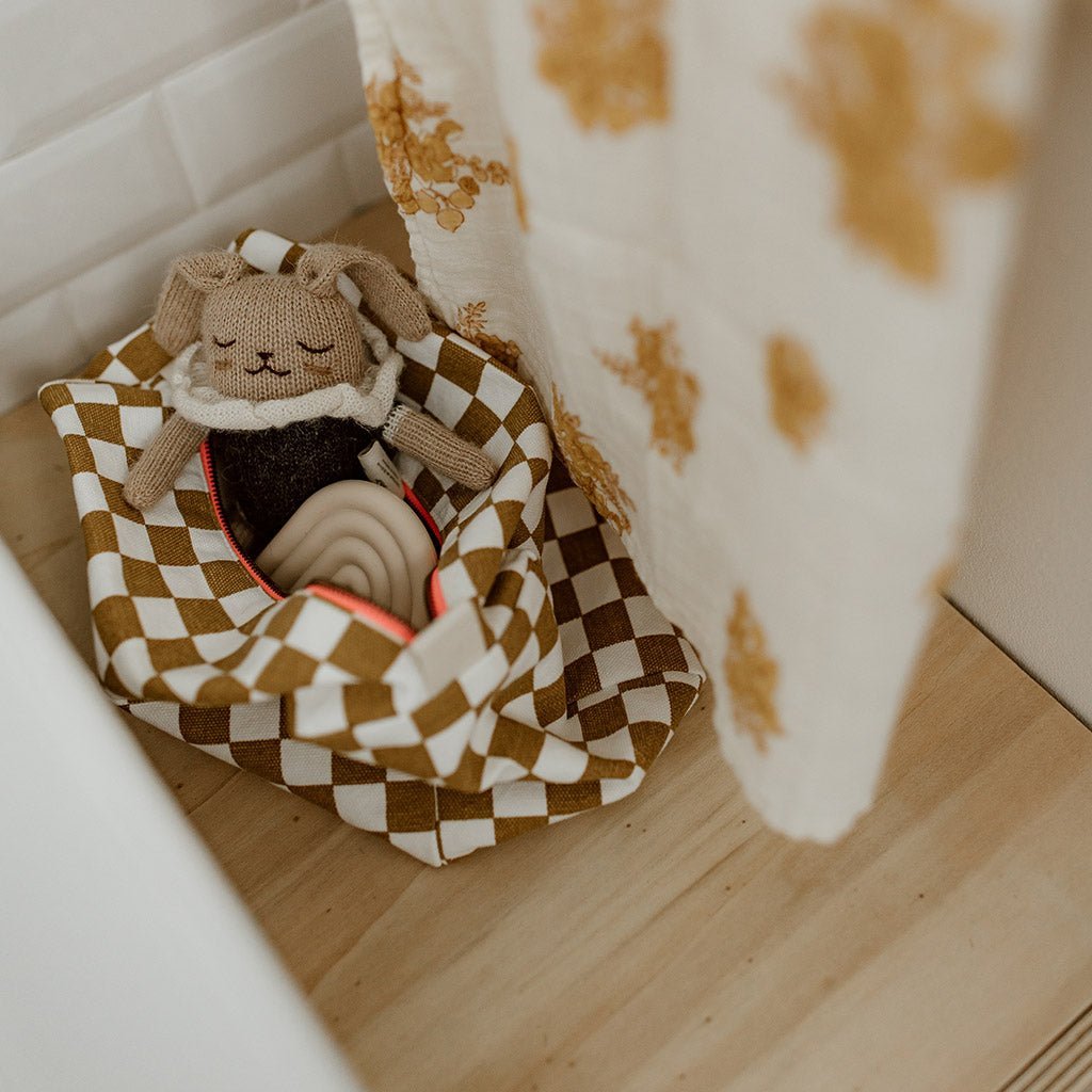 Kosmetiktasche kariert -  Karamell - lyllevenn