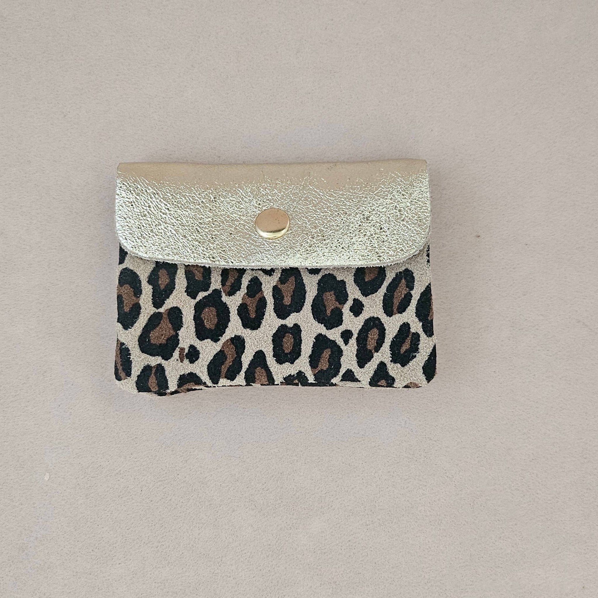 Leder - Geldbörse Leopard - goldene Klappe - lyllevenn