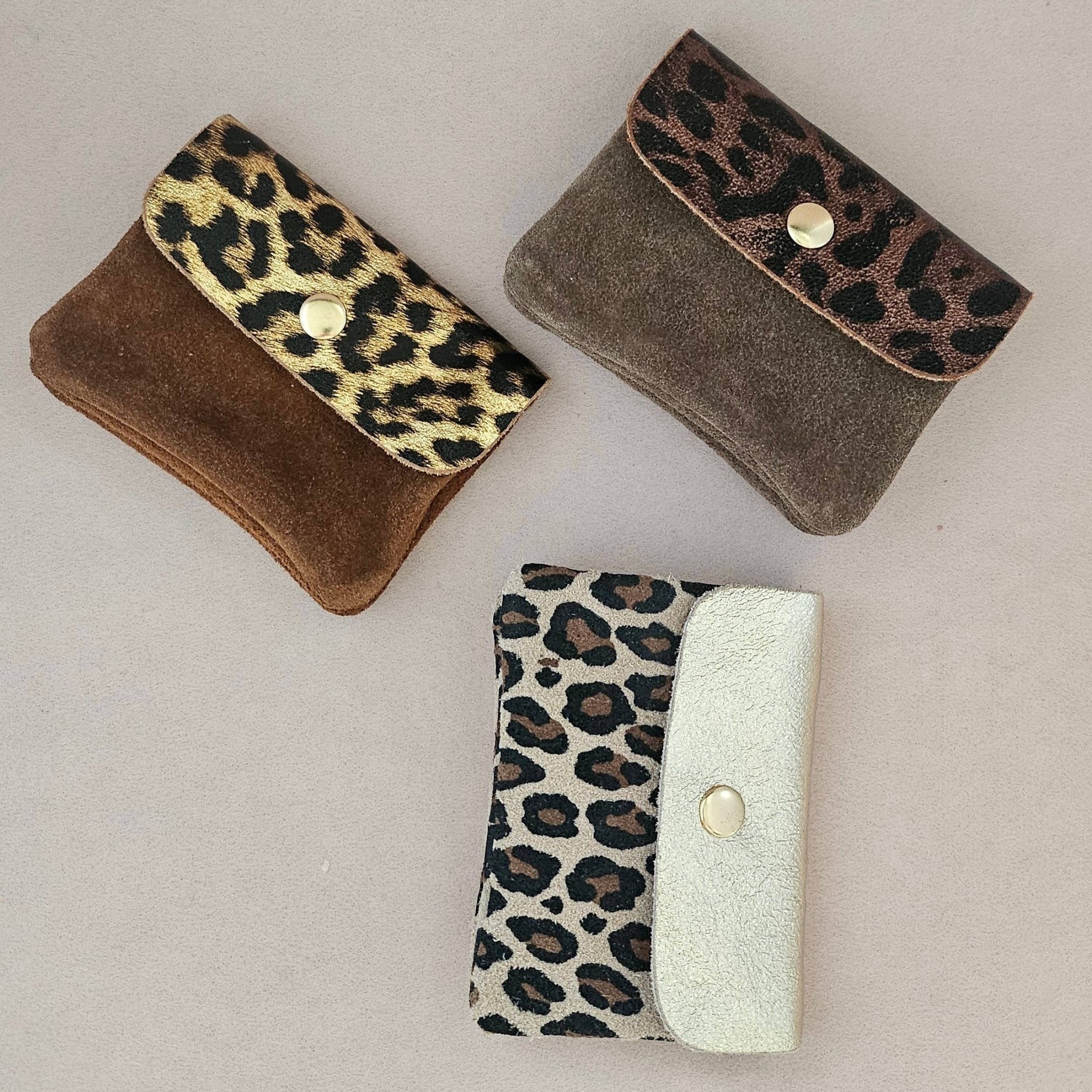 Leder - Geldbörse Leopard - schwarze Klappe - lyllevenn
