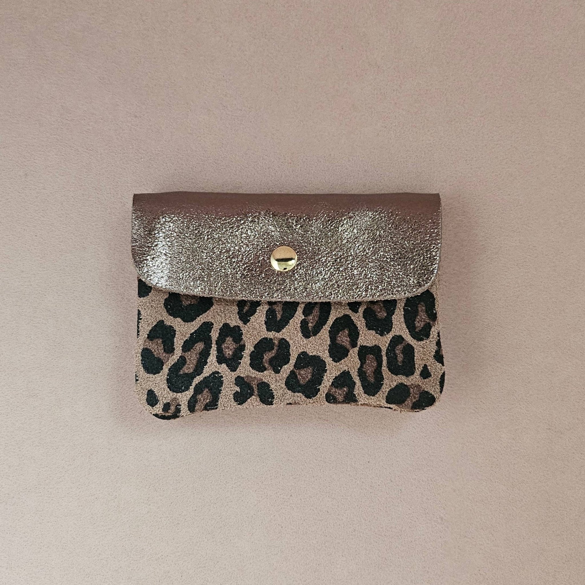 Leder - Geldbörse Leopard - Taupefarbene Klappe - lyllevenn