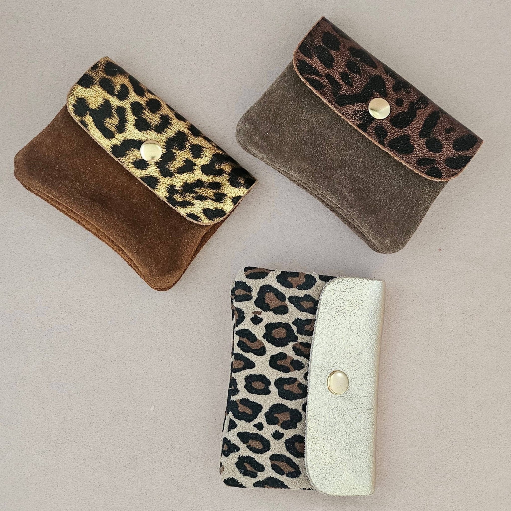 Leder - Geldbörse Leopard - Taupefarbene Klappe - lyllevenn