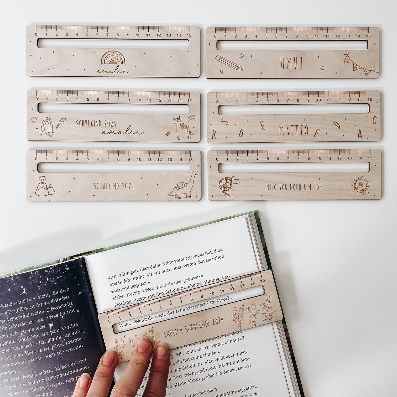 Lesehilfe Holz personalisiert -  3 in 1 - lyllevenn