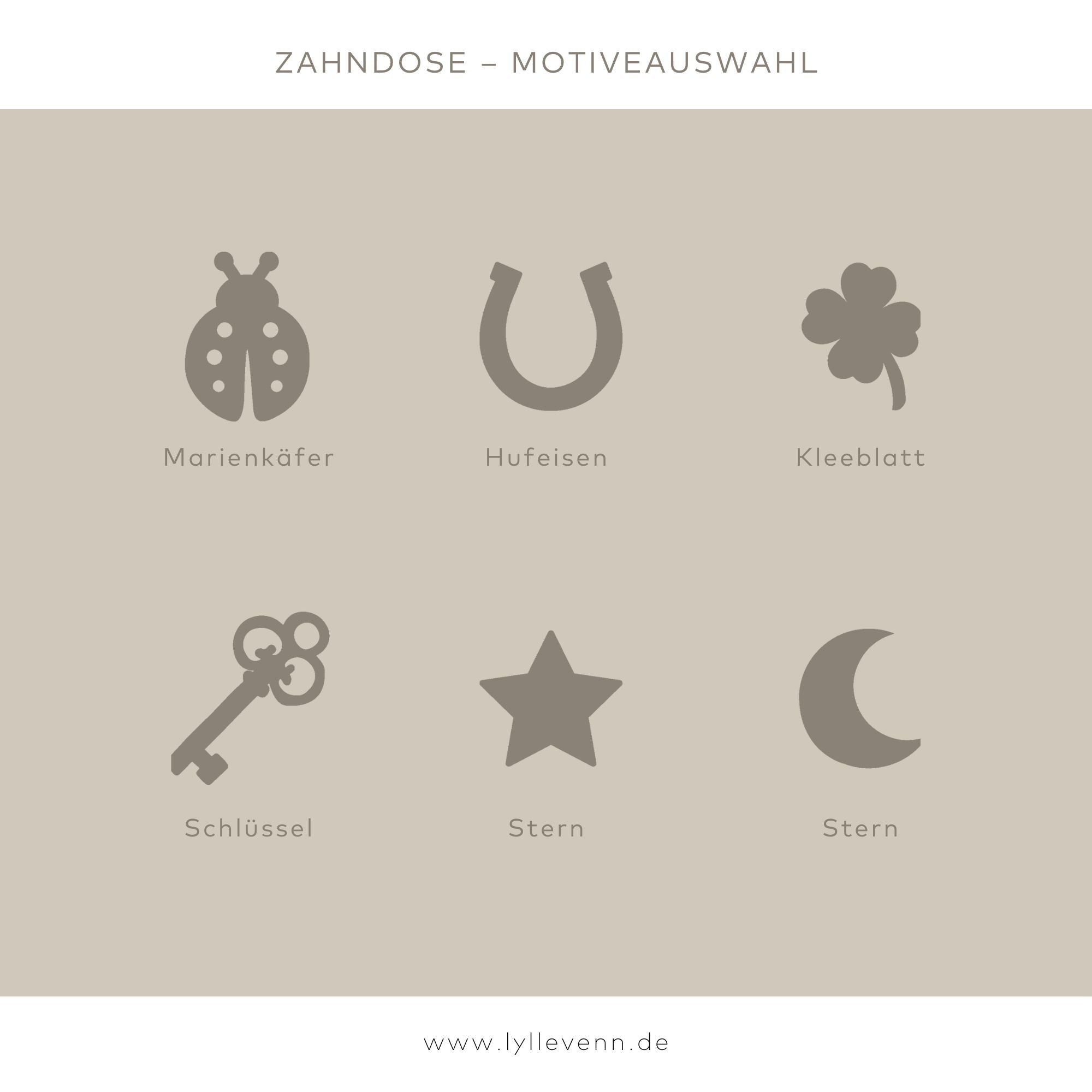 Milchzahndose personalisiert Holz -  Glücksbringer Motive - lyllevenn