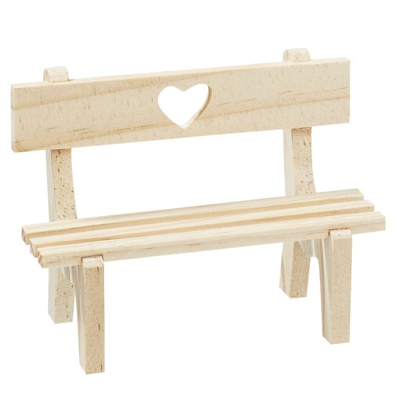 Mini Holzbank mit Herz – Wichtel Zubehör für die Wichtelwelt - lyllevenn
