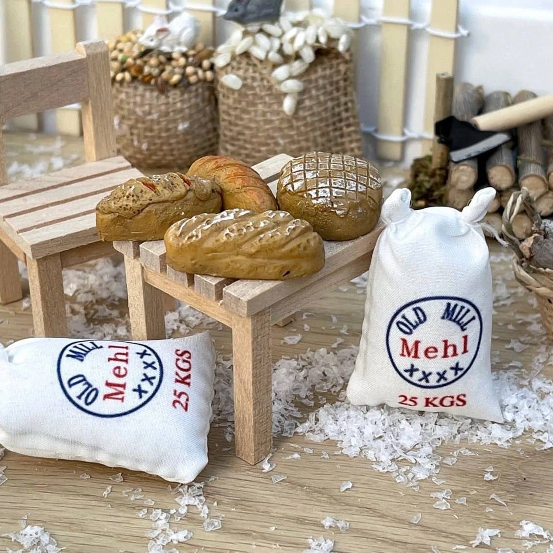 Mini Mehlsack bunt – 2er Set Wichtel Deko - lyllevenn