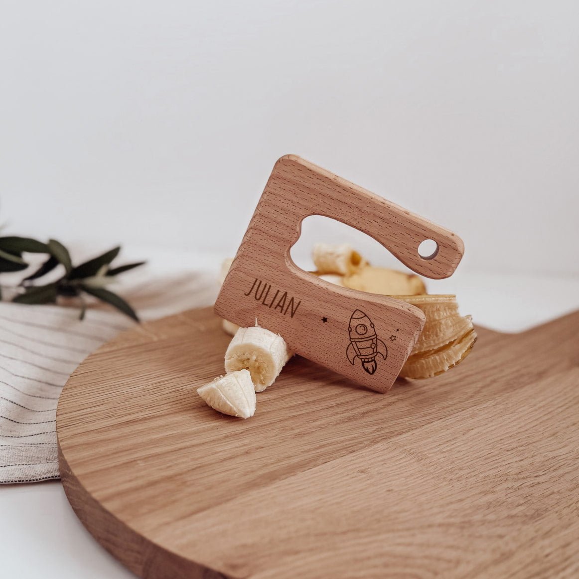 Montessori sicheres Kindermesser Holz „Fahrzeuge“ – personalisiert - lyllevenn