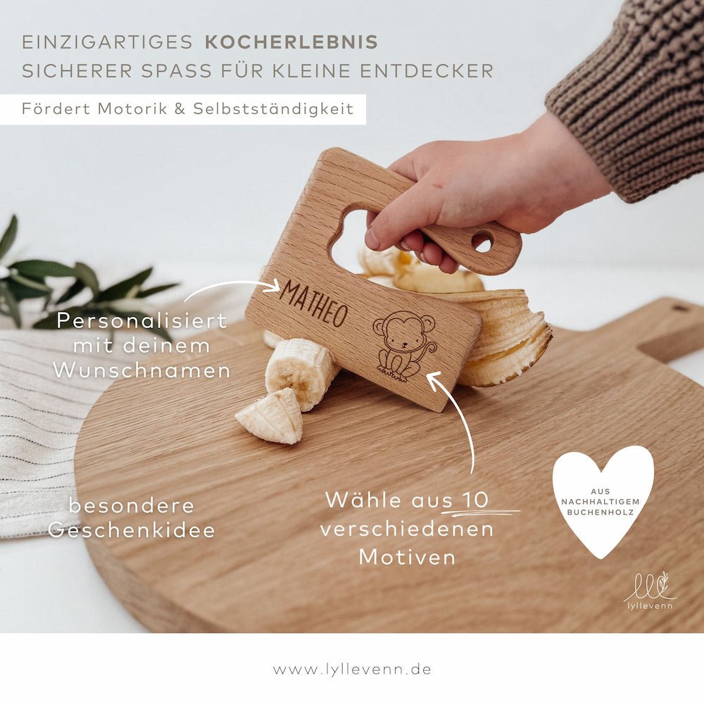 Montessori sicheres Kindermesser Holz „Wildlings“ – personalisiert - lyllevenn