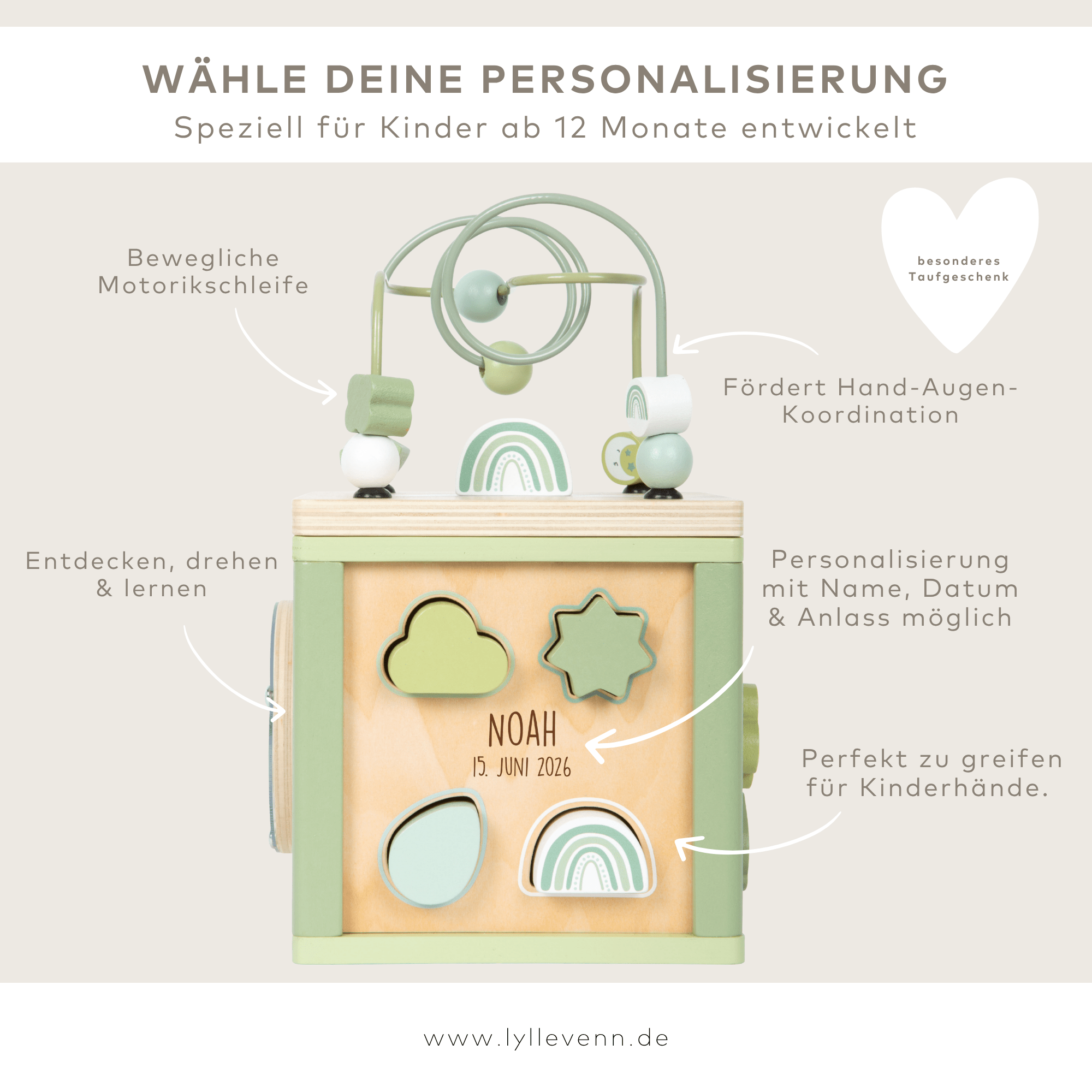 Motorikwürfel Personalisierbar - Grün - lyllevenn