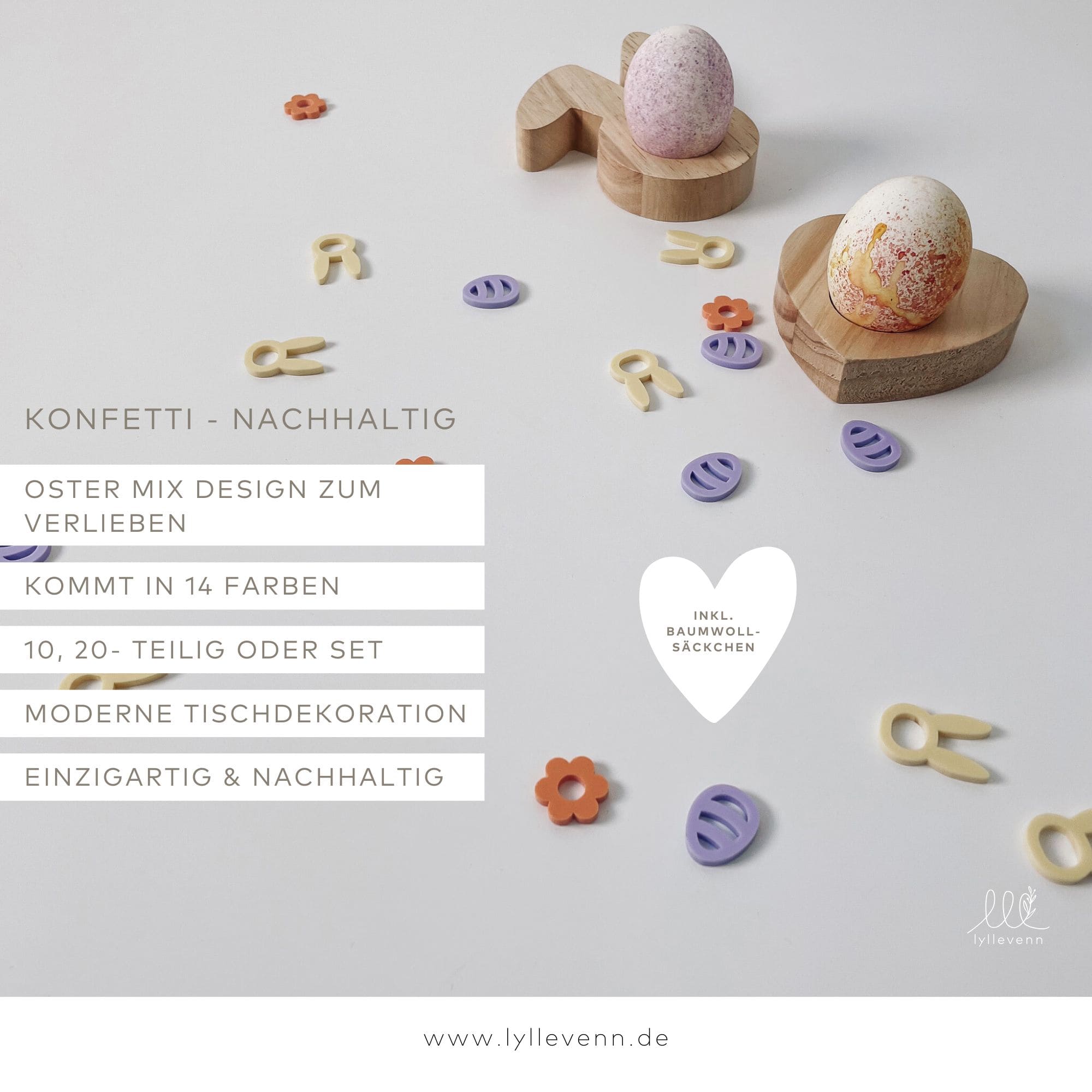 Nachhaltiger Konfetti - Mix aus Acryl - Ostern - lyllevenn