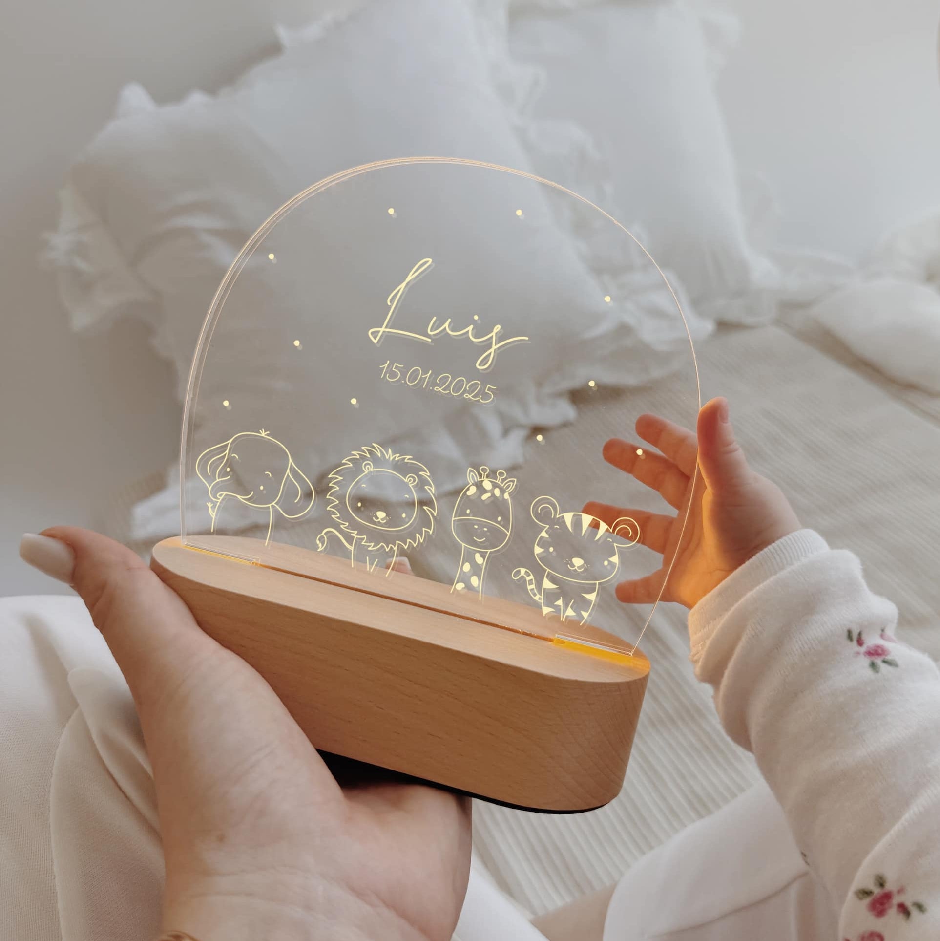 Nachtlicht Kinder personalisiert – LED Lampe Animals & Friends - lyllevenn