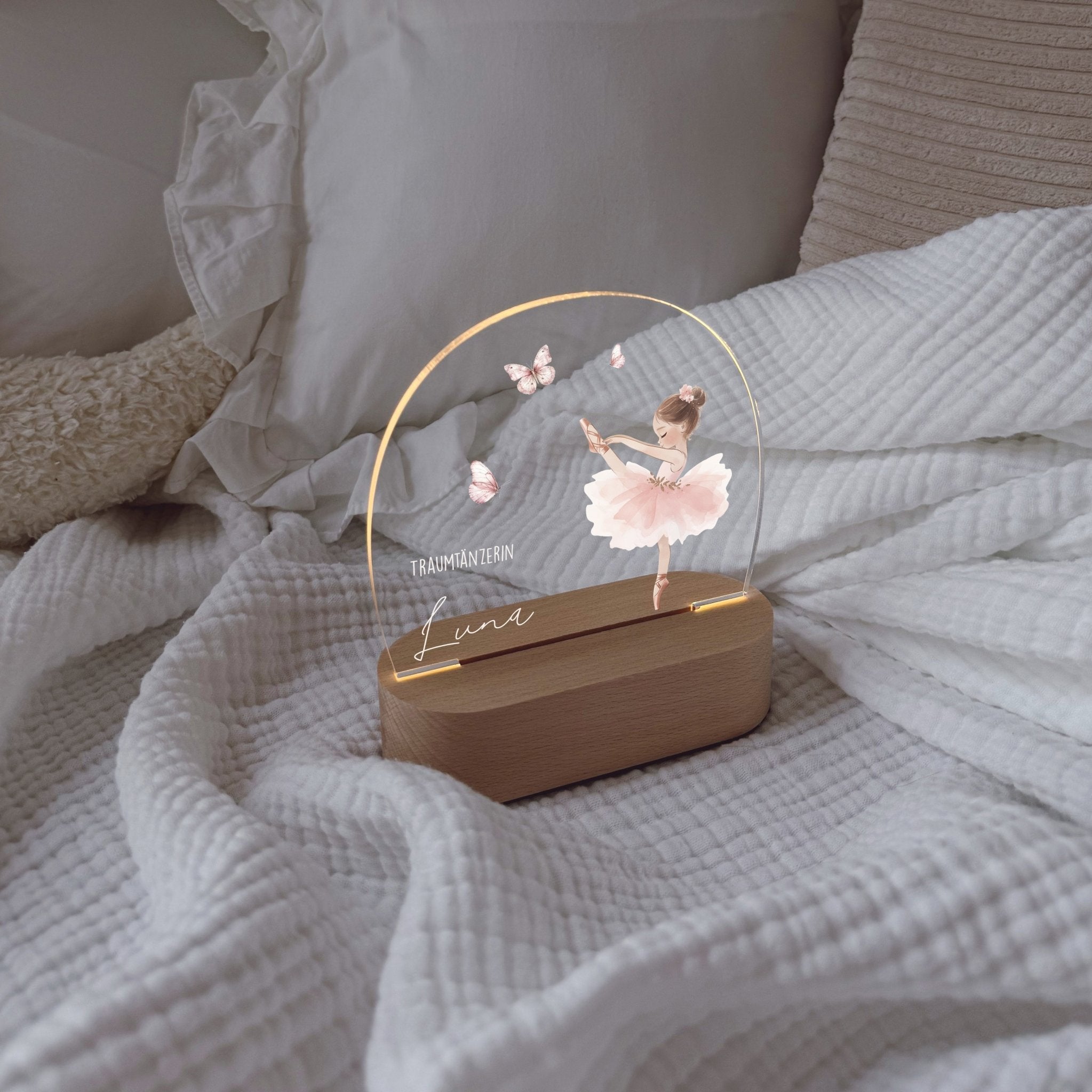 Nachtlicht Kinder personalisiert – LED Lampe bedruckt Ballerina - lyllevenn