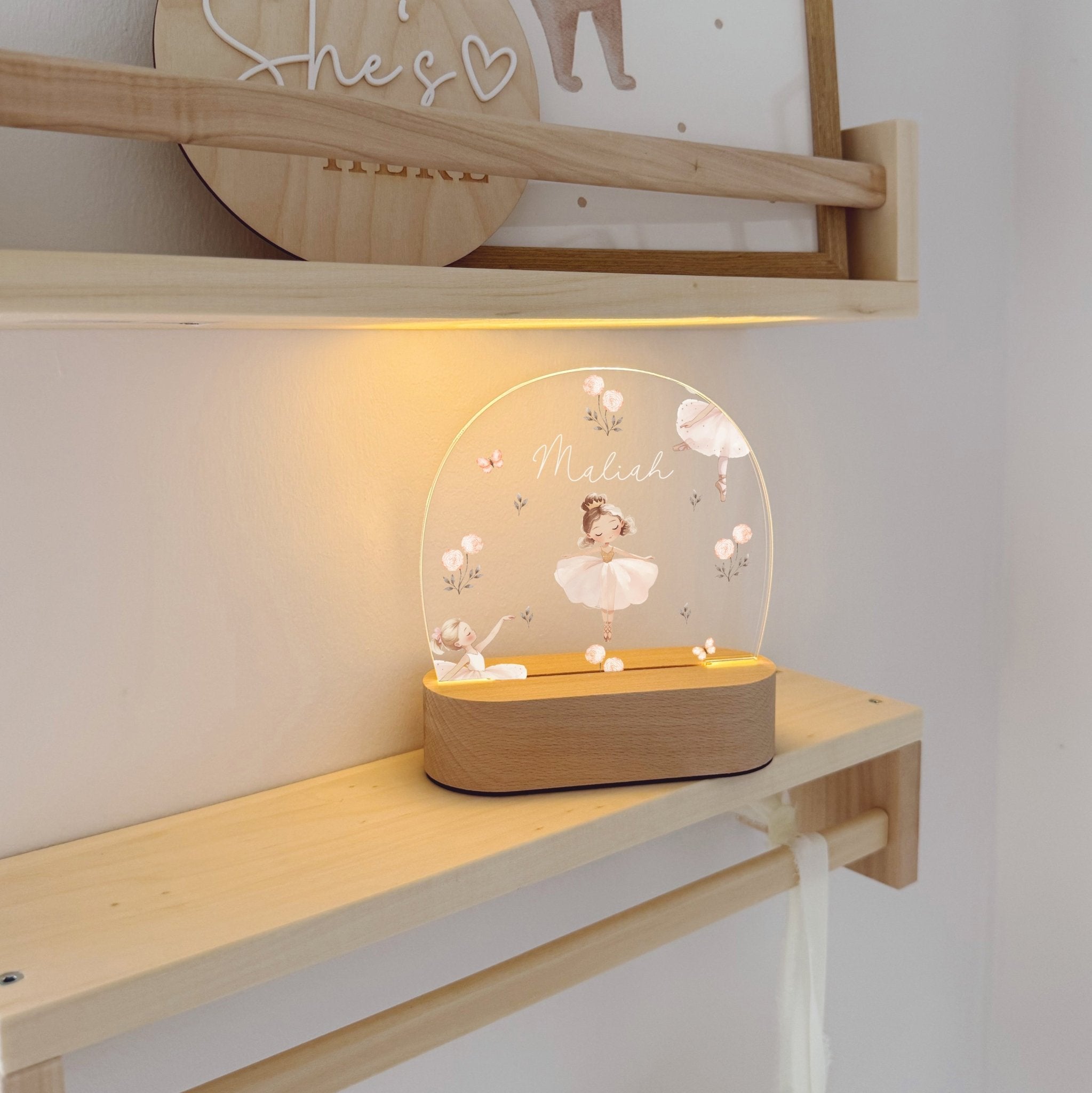 Nachtlicht Kinder personalisiert – LED Lampe bedruckt Ballerina - lyllevenn