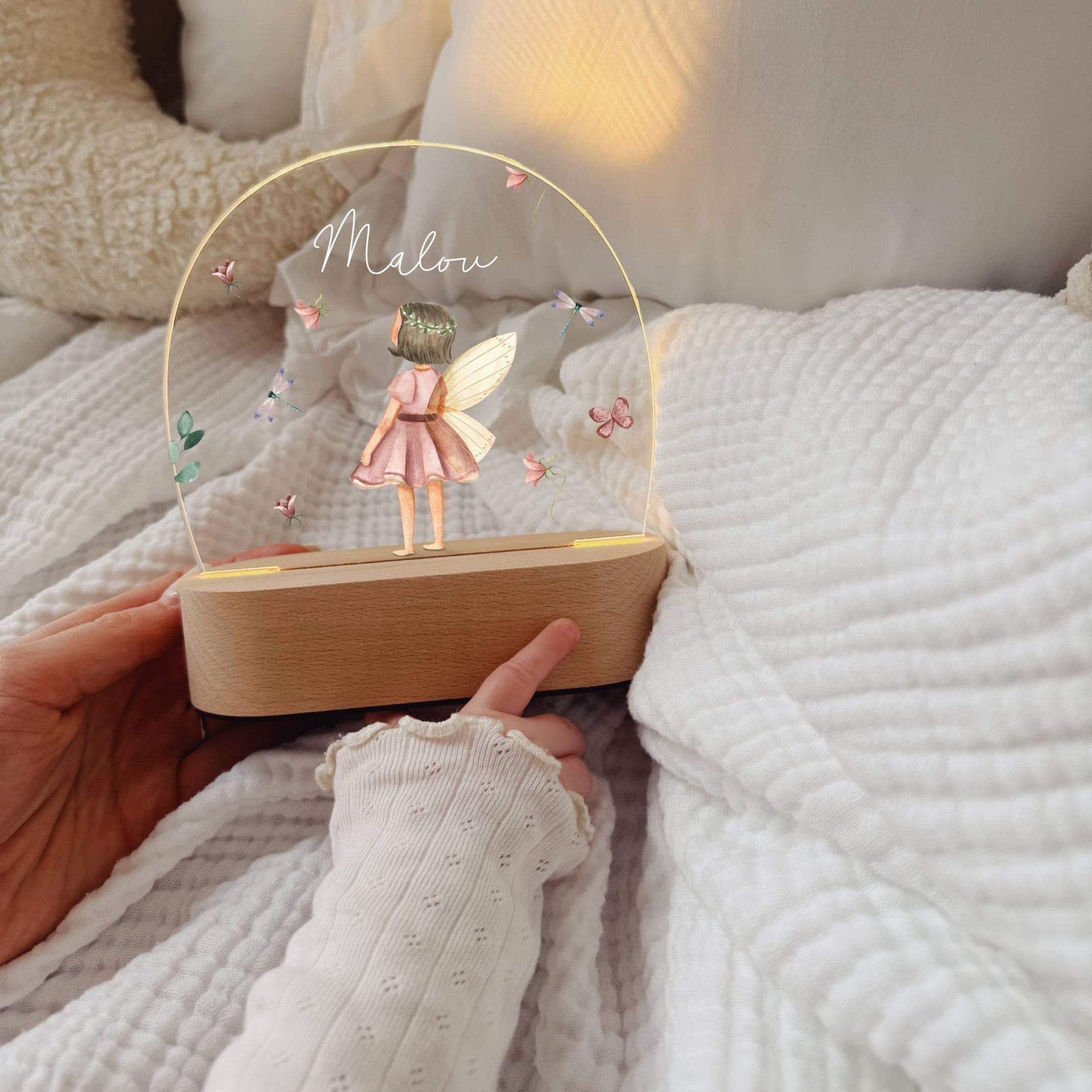 Nachtlicht Kinder personalisiert – LED Lampe bedruckt Fabelwesen - lyllevenn