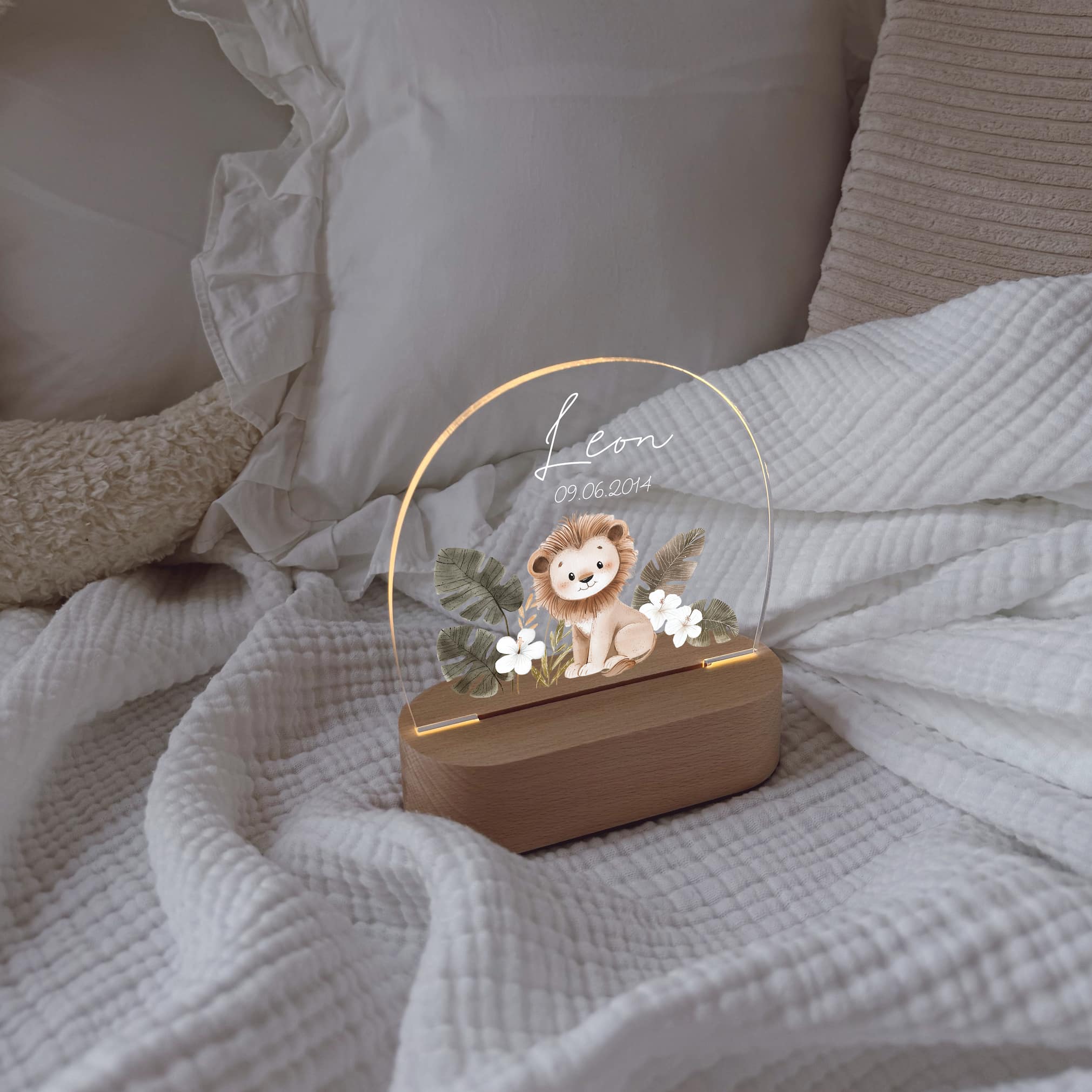 Nachtlicht Kinder personalisiert – LED Lampe bedruckt Safari - lyllevenn