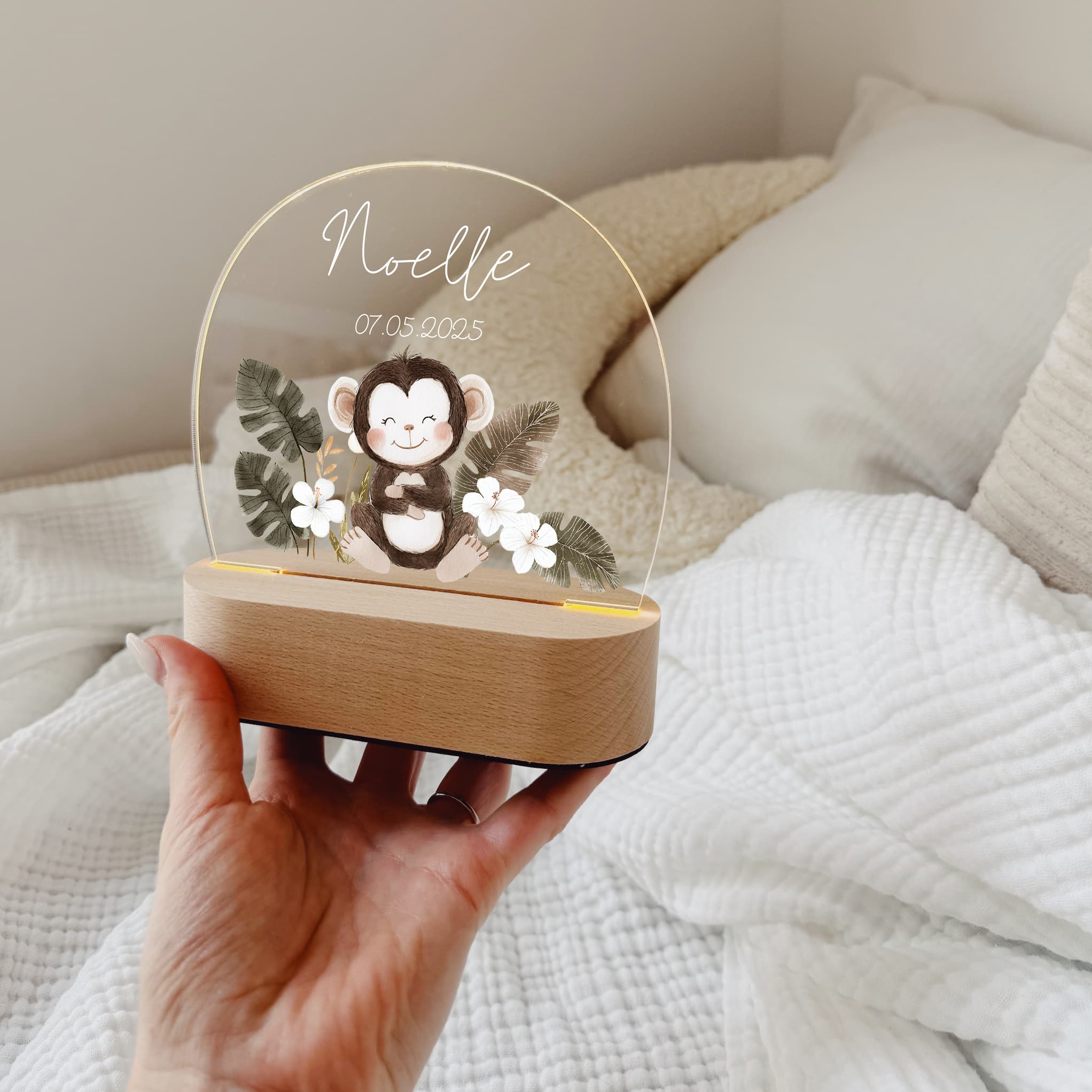 Nachtlicht Kinder personalisiert – LED Lampe bedruckt Safari - lyllevenn