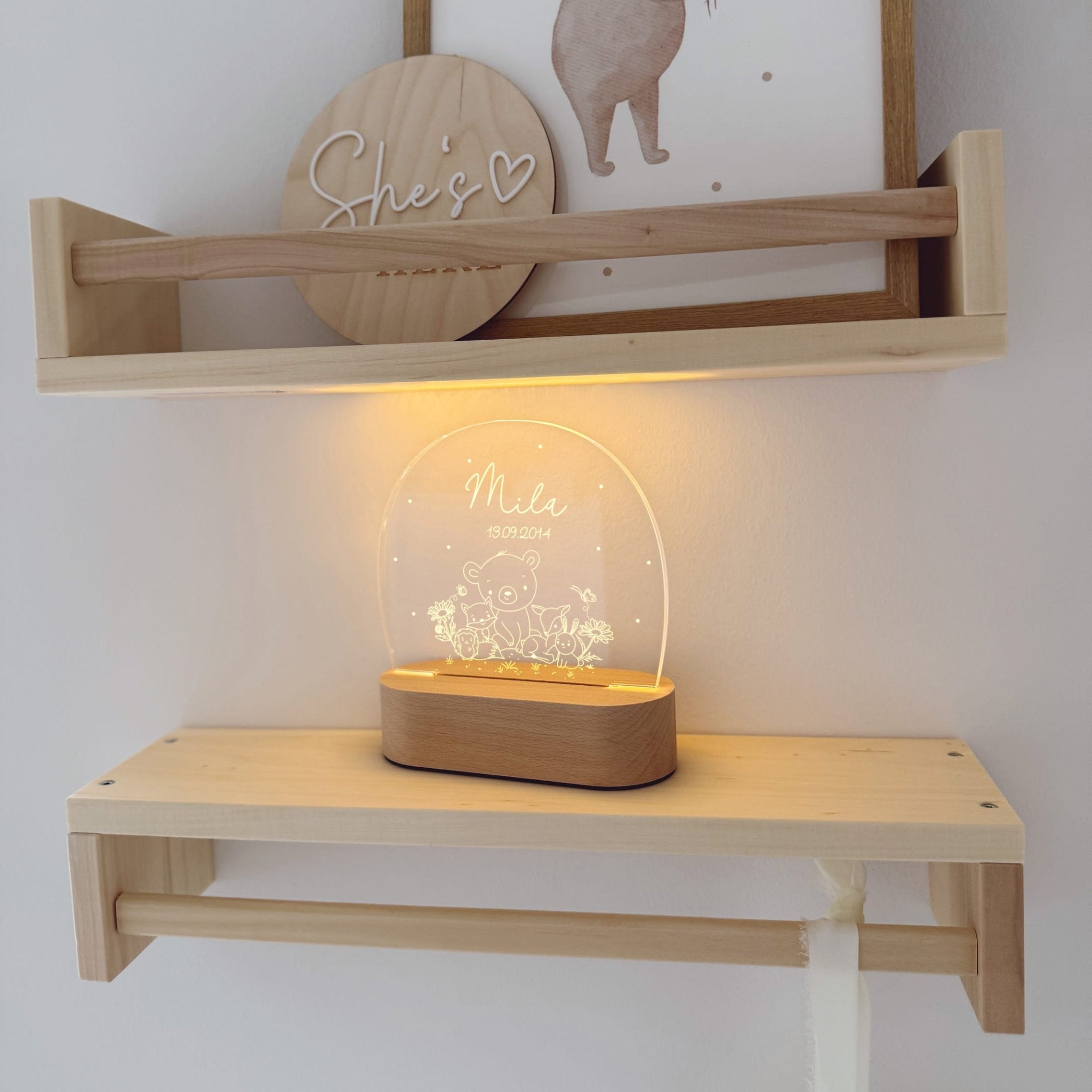 Nachtlicht Kinder personalisiert – LED Lampe Wild Family - lyllevenn