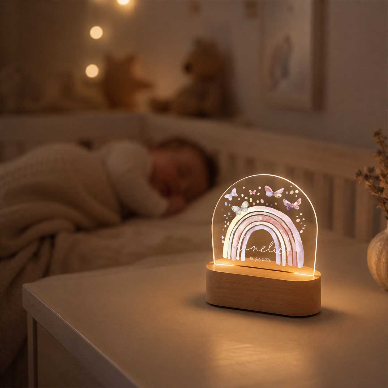 Nachtlicht Kinder personalisiert LED - Schmetterlinge - lyllevenn