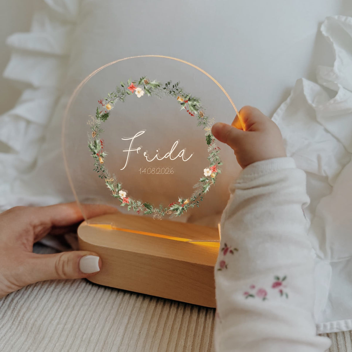 Nachtlicht Kinder personalisiert LED - Weihnachtskränze - lyllevenn