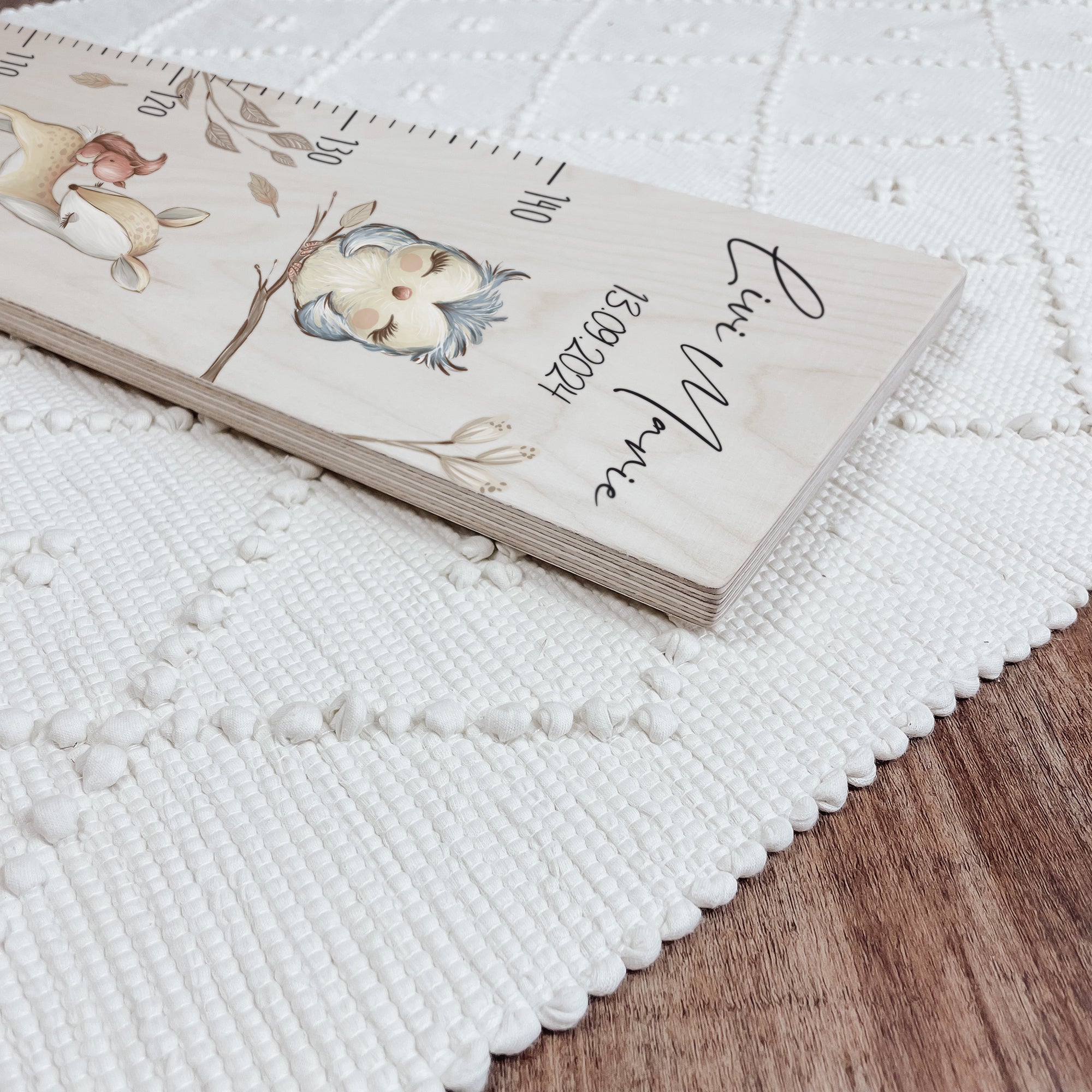 Kindermesslatte Holz "Nordic Woodland" – personalisiert mit Name
