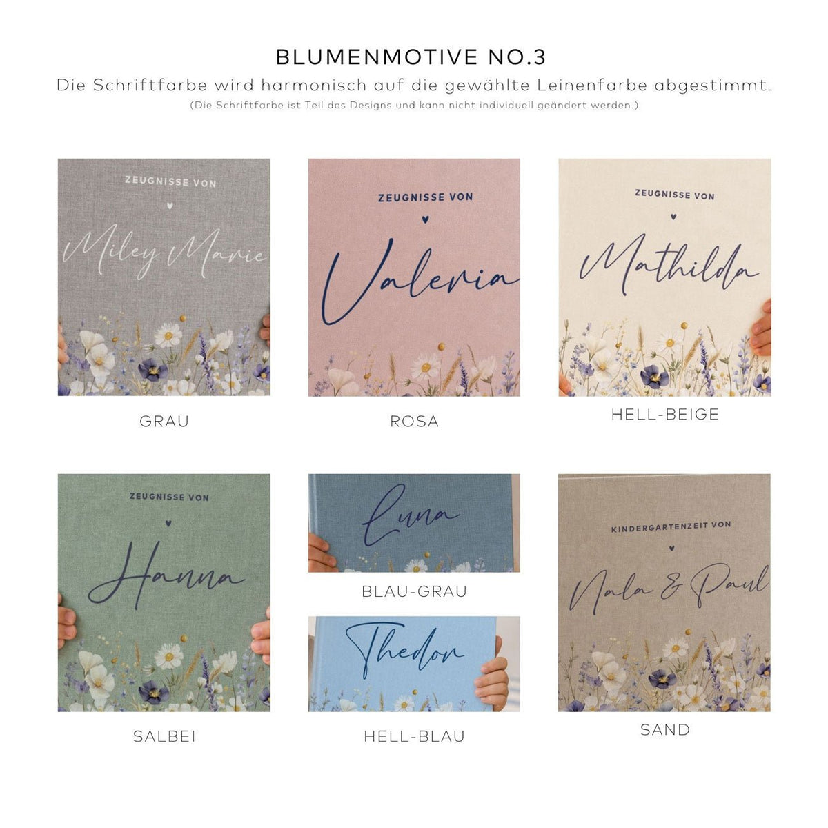 Ordner aus Leinen personalisierbar - mit Blumen - lyllevenn