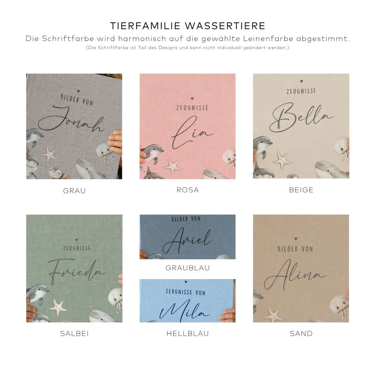 Ordner aus Leinen personalisierbar - Tierfamilien - lyllevenn
