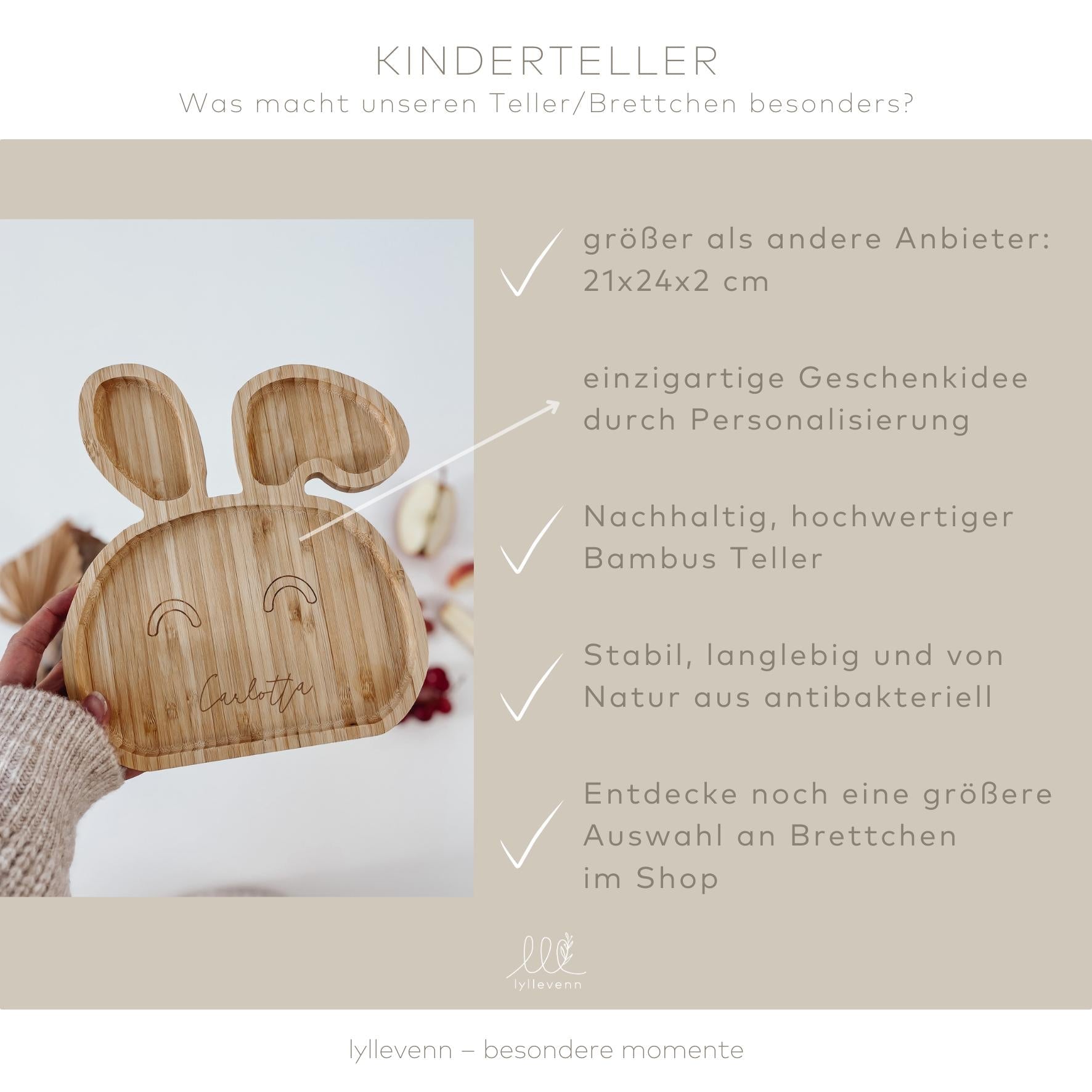 Personalisierter Kinderteller -  Hase - lyllevenn