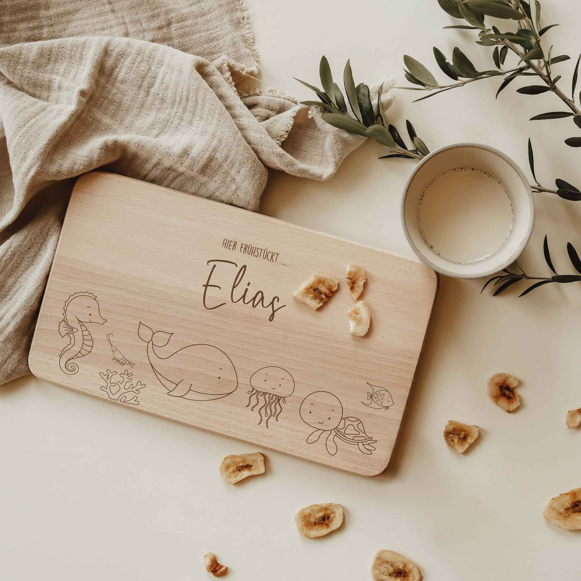 Personalisiertes Frühstücksbrettchen - Unterwasserwelt - lyllevenn