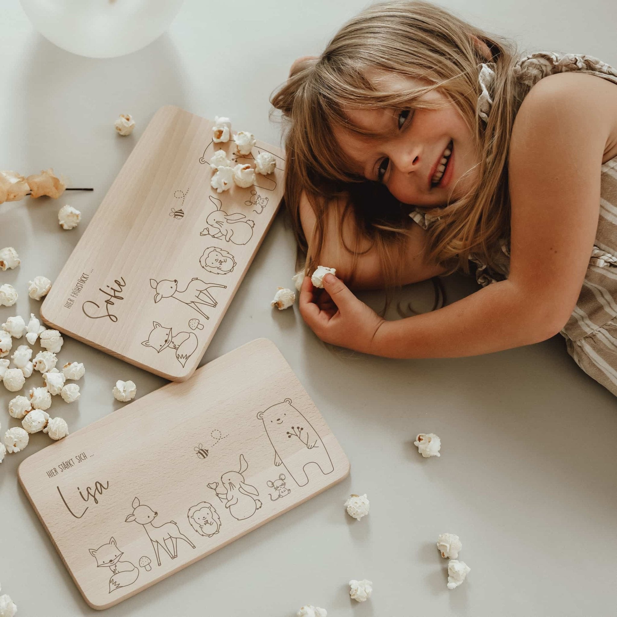 Personalisiertes Frühstücksbrettchen - Waldtiere - lyllevenn