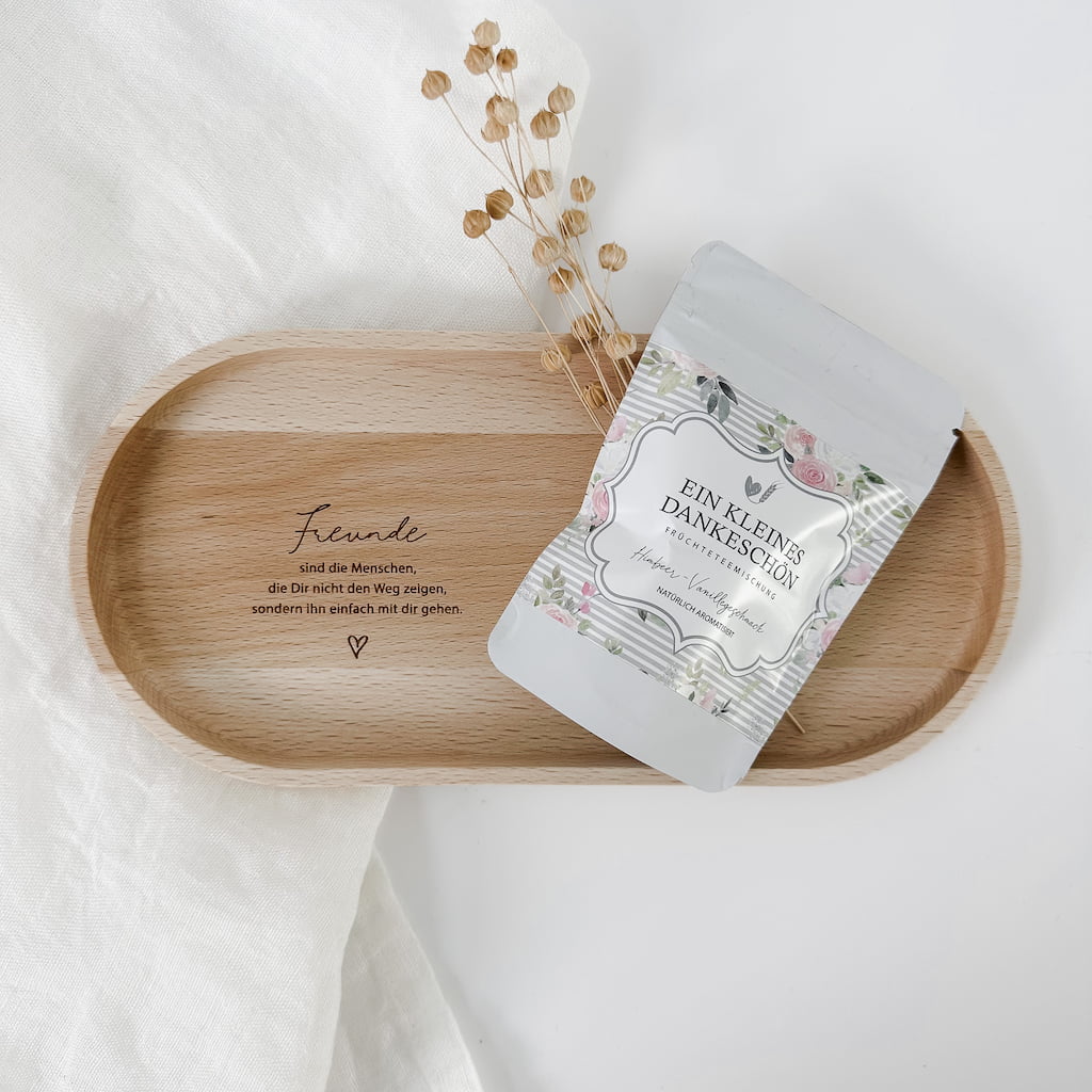 Personalisiertes Holztablett -  Freunde sind die ... - lyllevenn