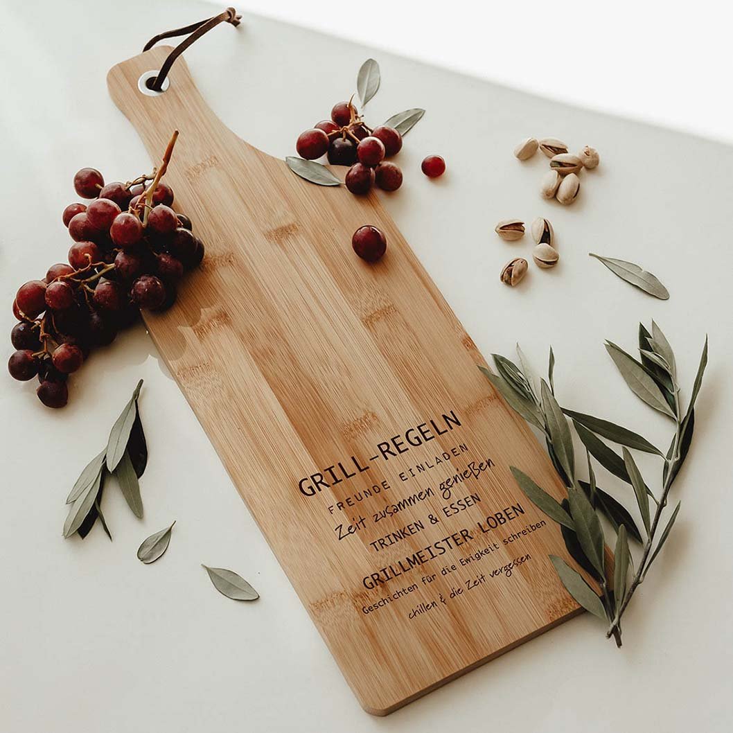 Personalisiertes Schneidebrett Bambus - Grill Regeln - lyllevenn