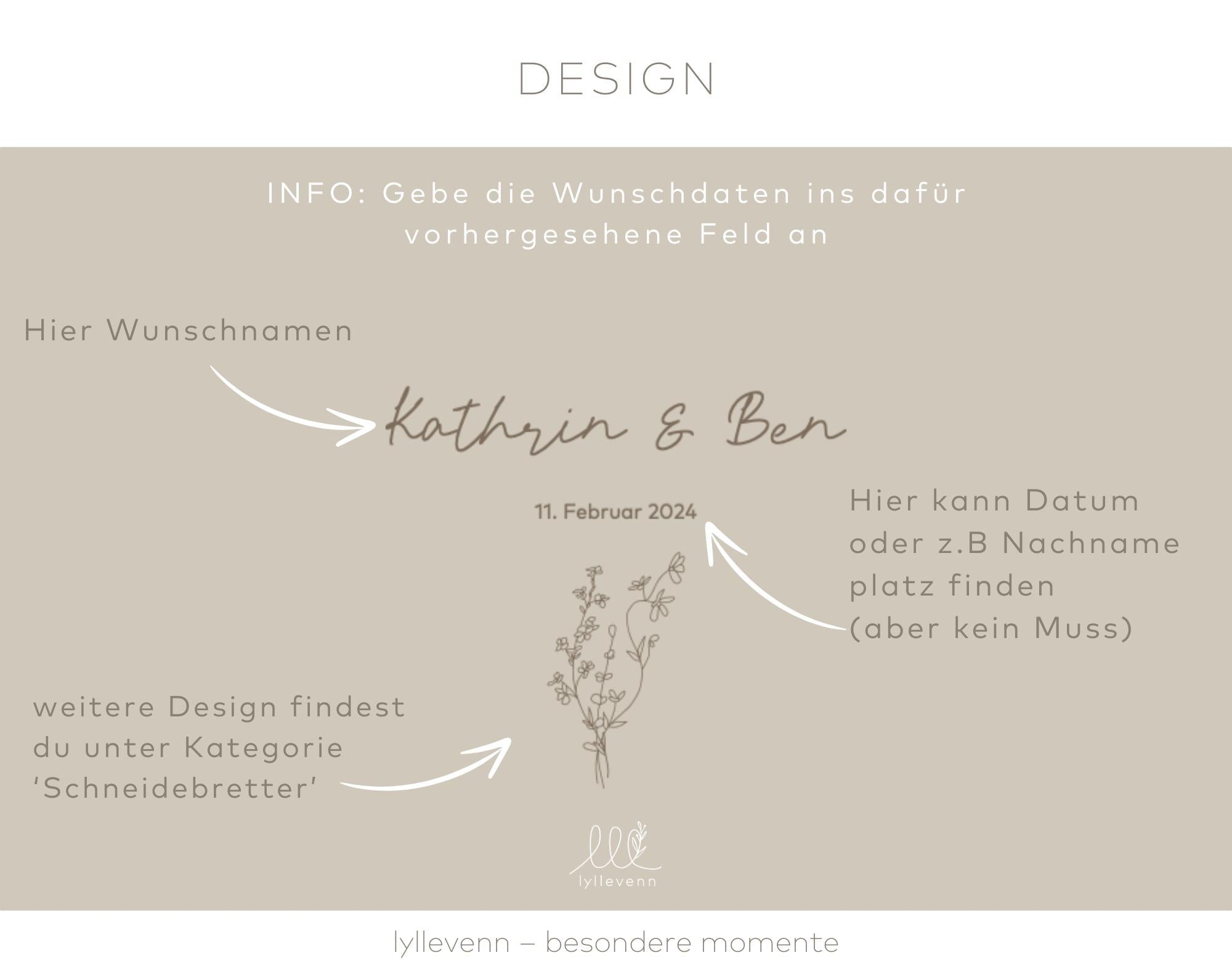 Personalisiertes Schneidebrett Bambus/Eiche -  Wildblumen - lyllevenn
