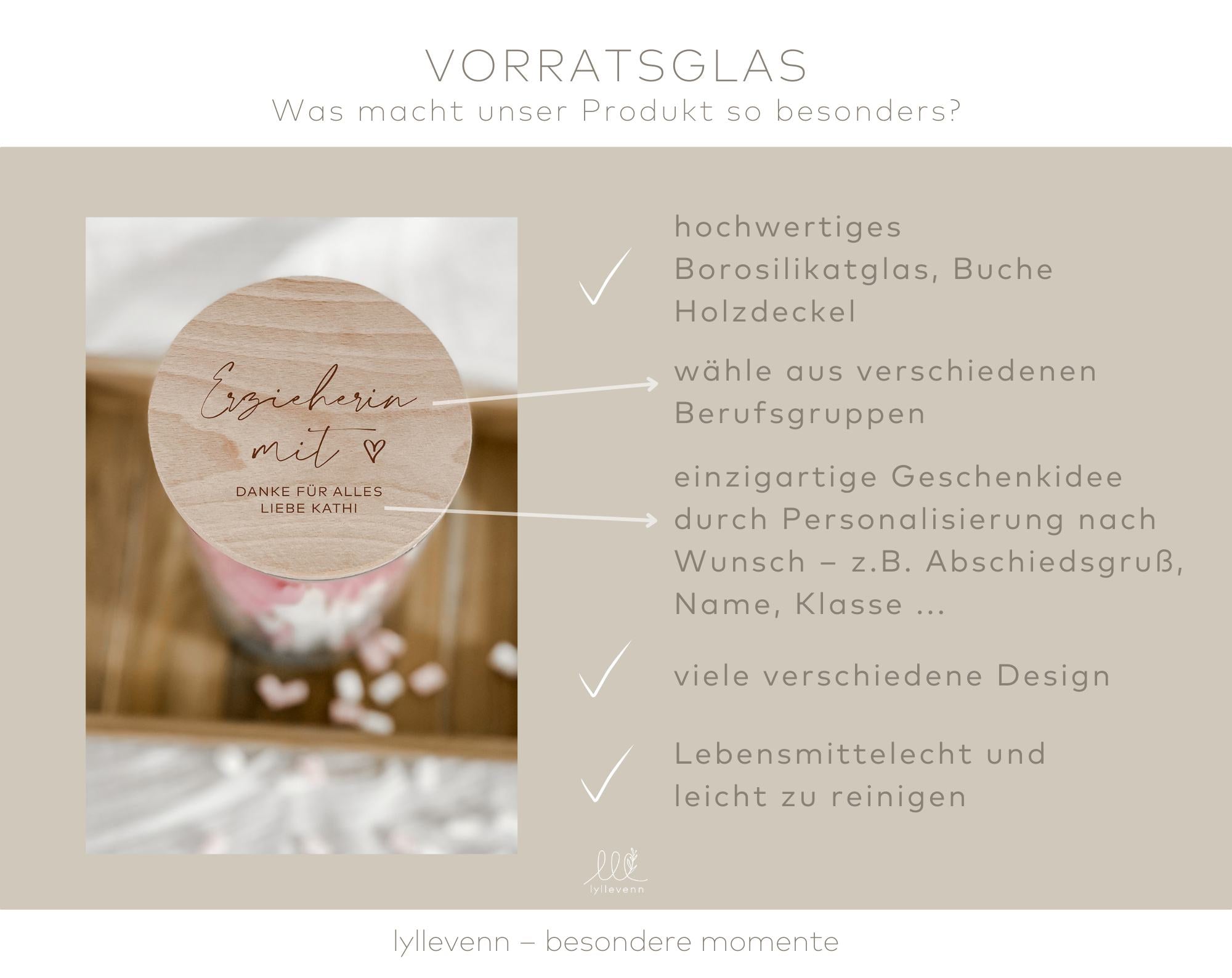 Personalisiertes Vorratsglas – Abschiedsgeschenk Erzieherin - lyllevenn