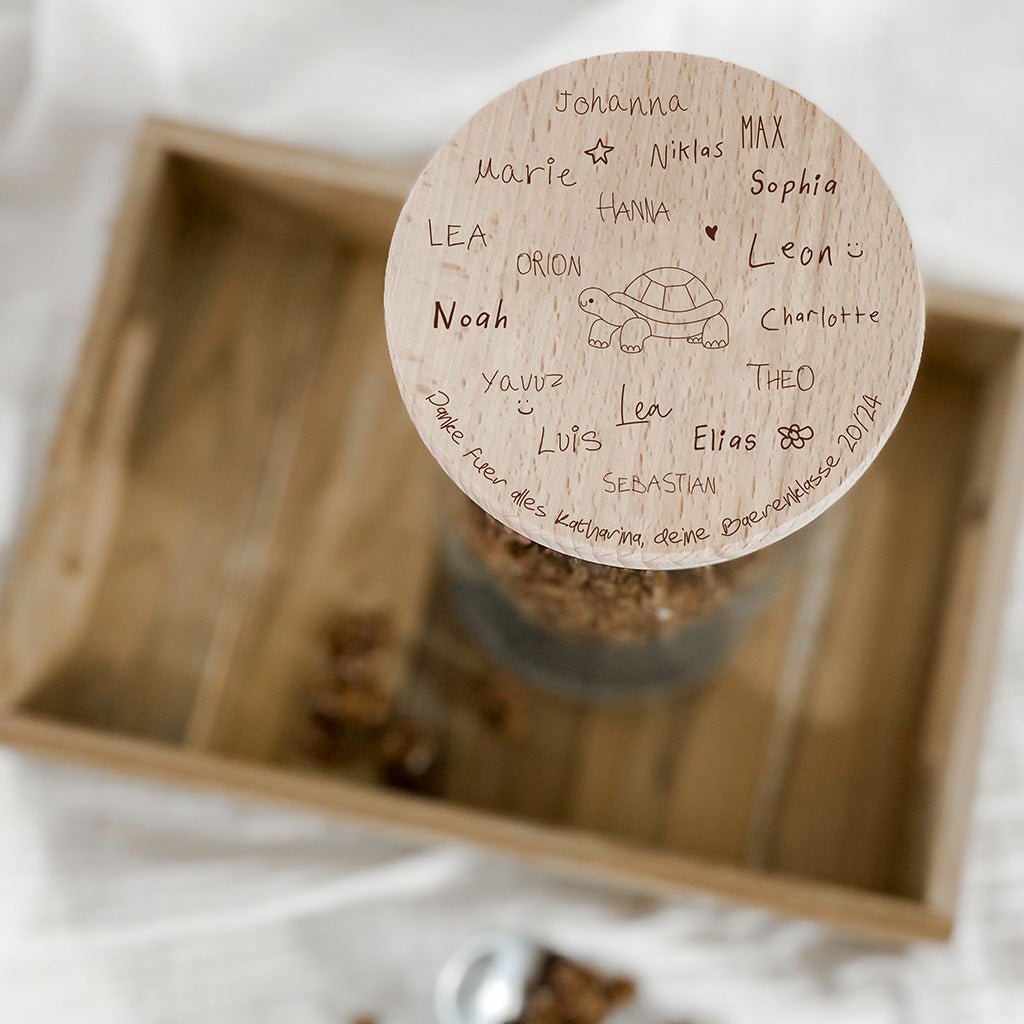 Personalisiertes Vorratsglas – Abschiedsgeschenk Wunschdesign - lyllevenn