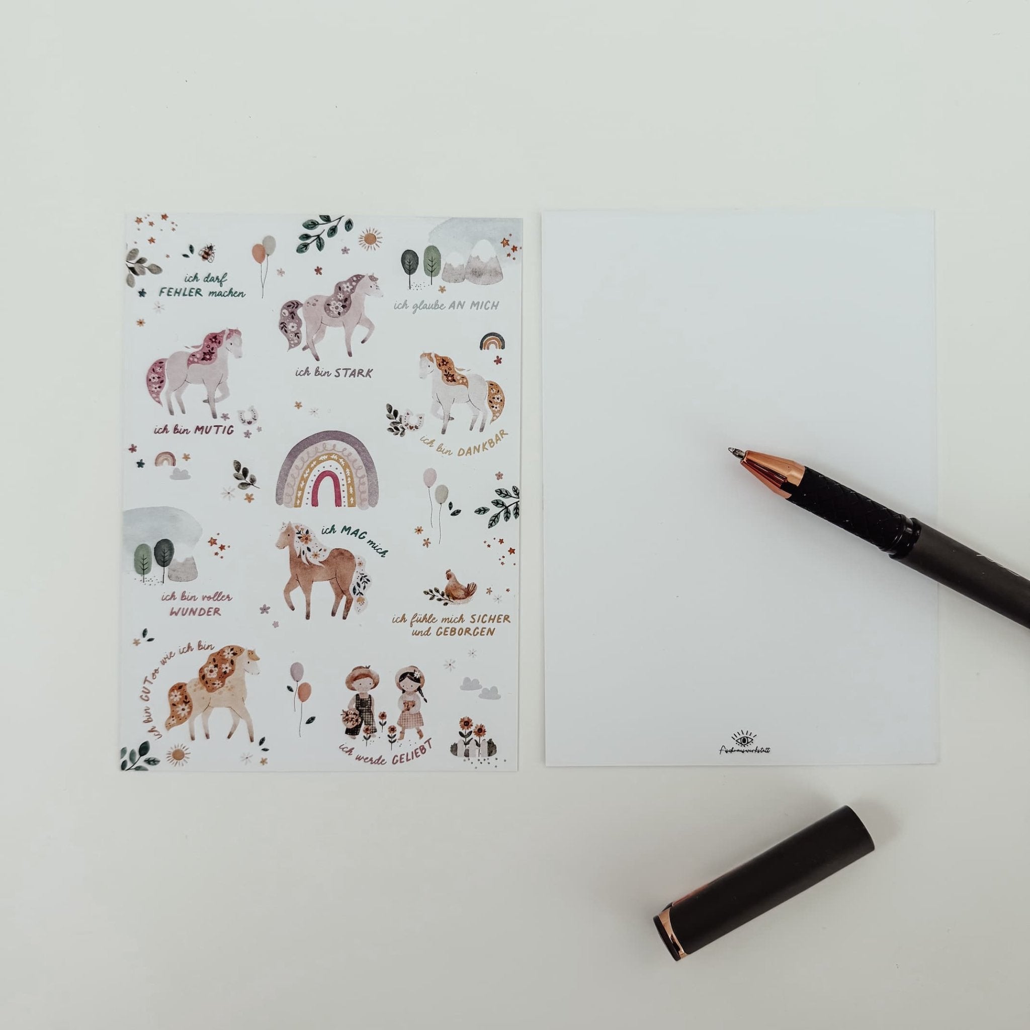 Postkarte Affirmationen - Blumenponys - lyllevenn