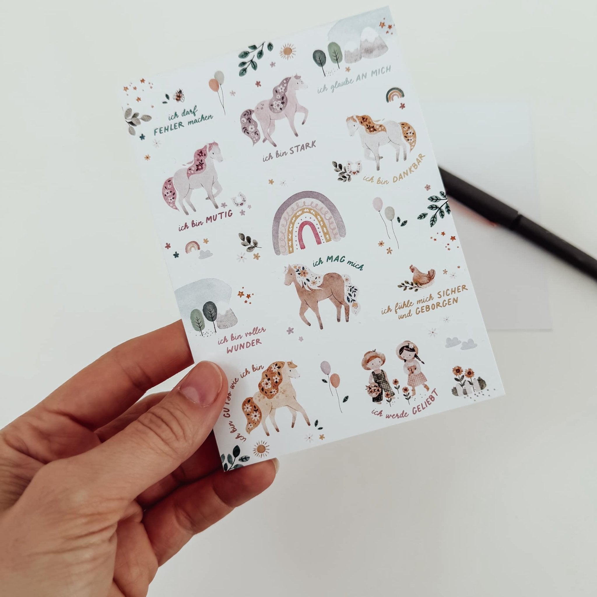 Postkarte Affirmationen - Blumenponys - lyllevenn