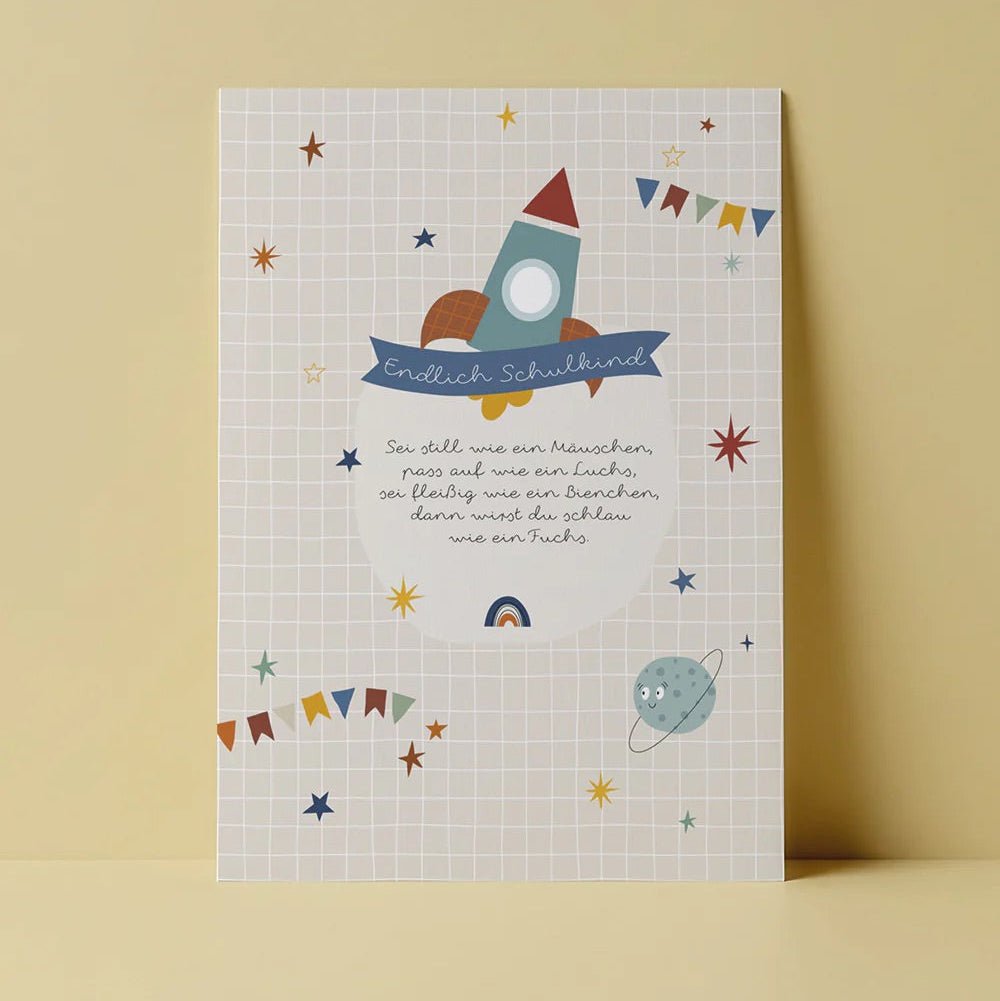 Postkarte - Endlich Schulkind Rakete - lyllevenn