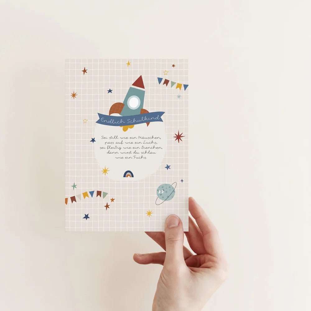 Postkarte - Endlich Schulkind Rakete - lyllevenn