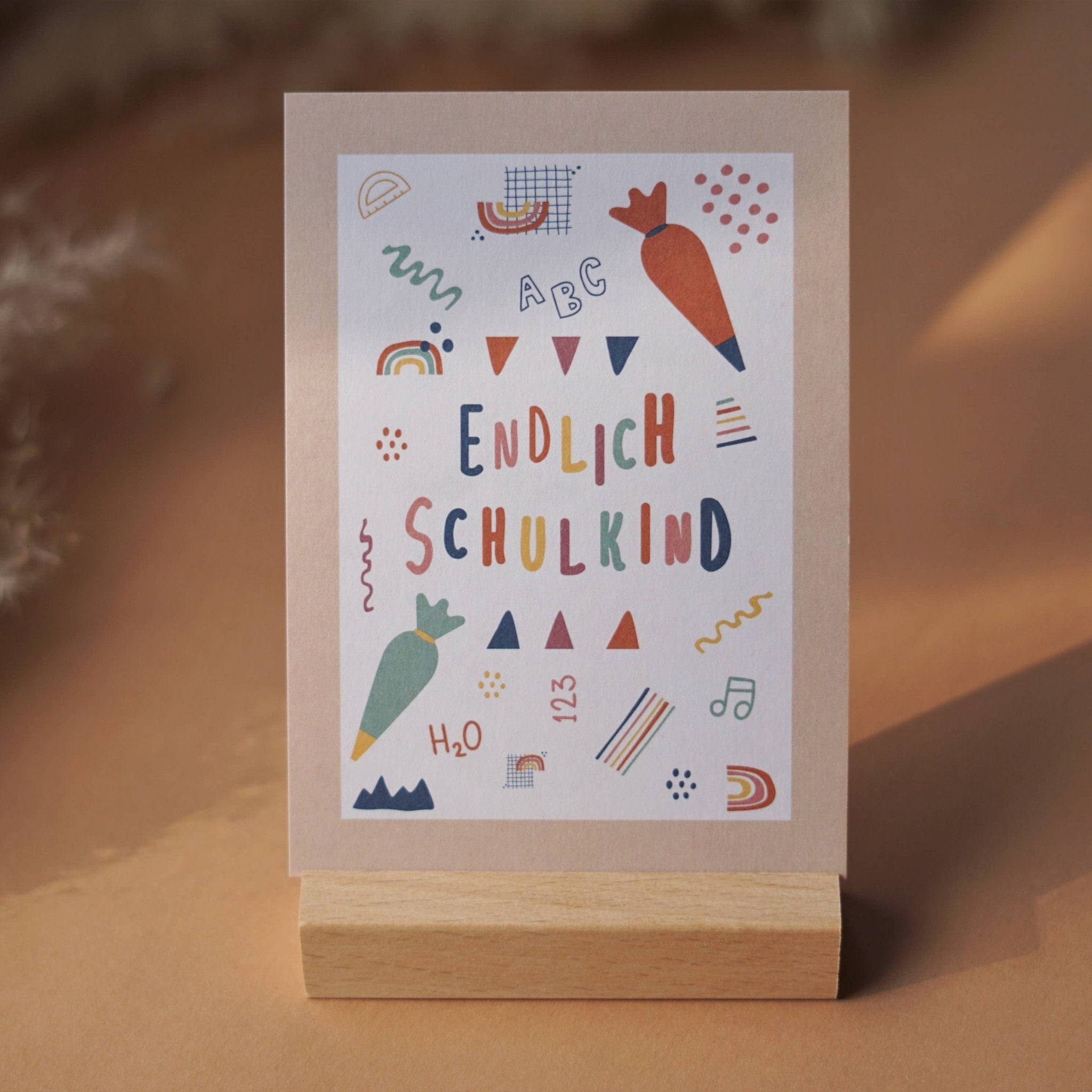 Postkarte - Endlich Schulkind Regenbogen - lyllevenn